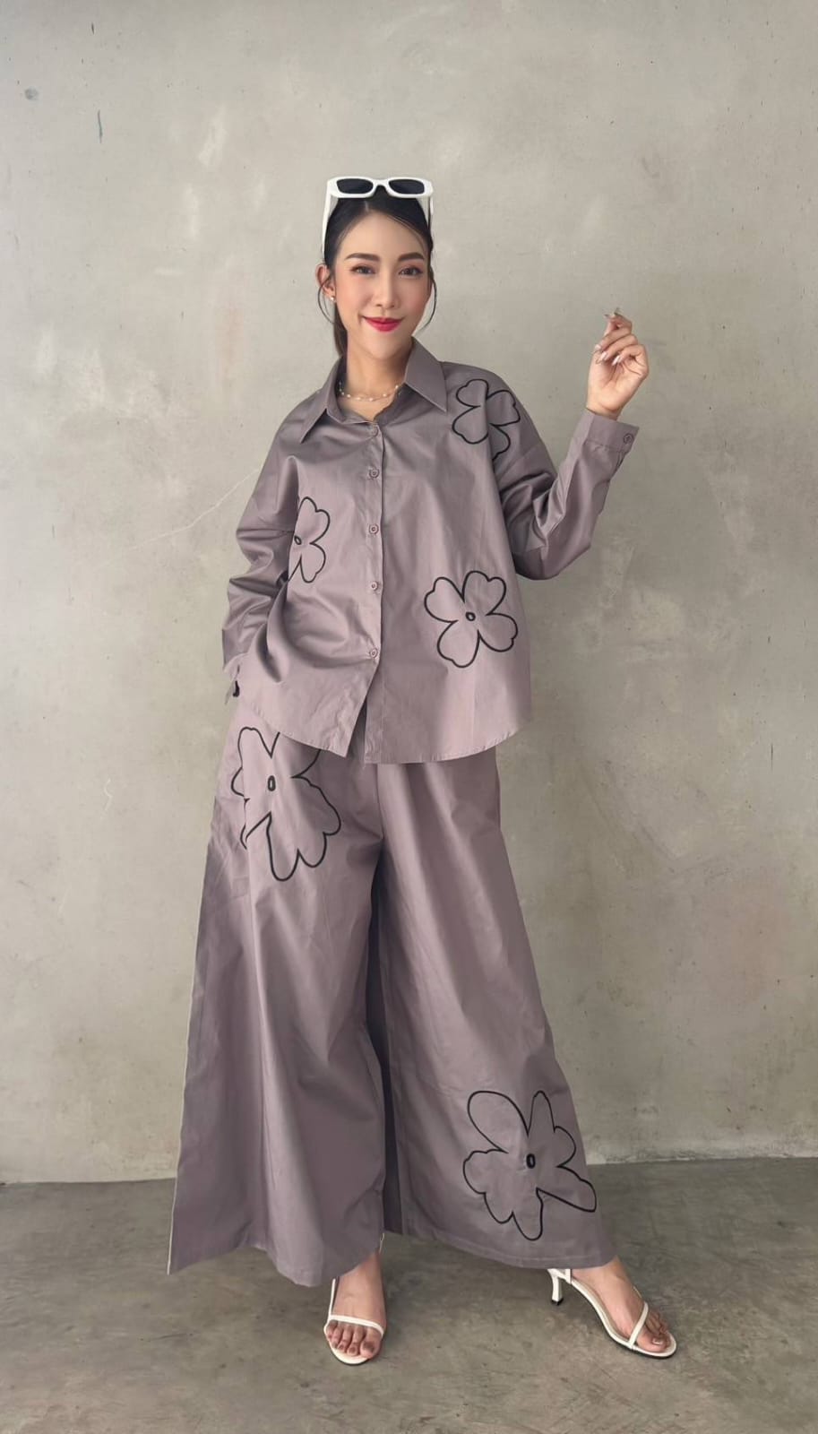 Dusty Lavender Floral Embroidered Co-Ord Set