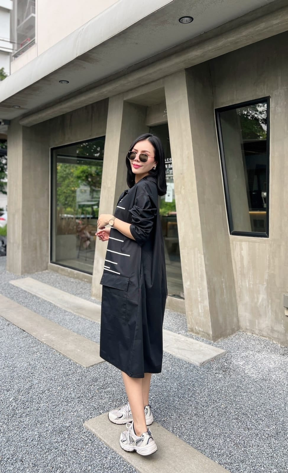 Black Floral Strings Tunic Dress