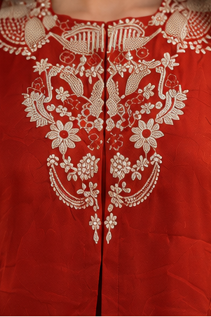 Orange Spice Embellished Chinon Silk Palazzo Set