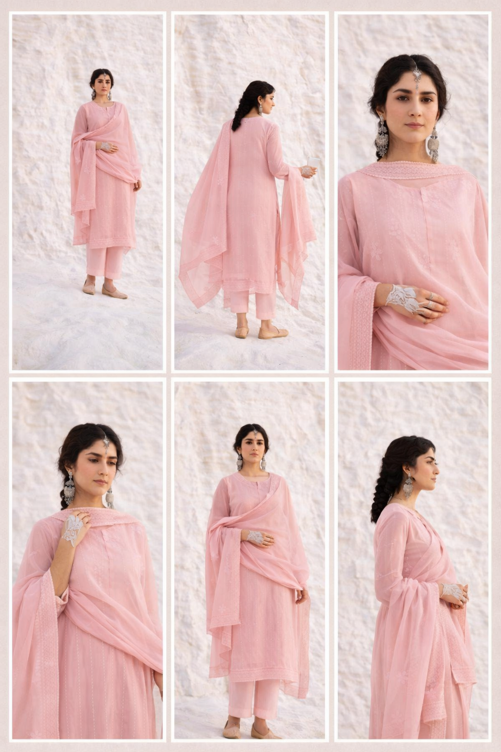 Blush Pink Chikankari Mul-Chanderi Silk Pant Set