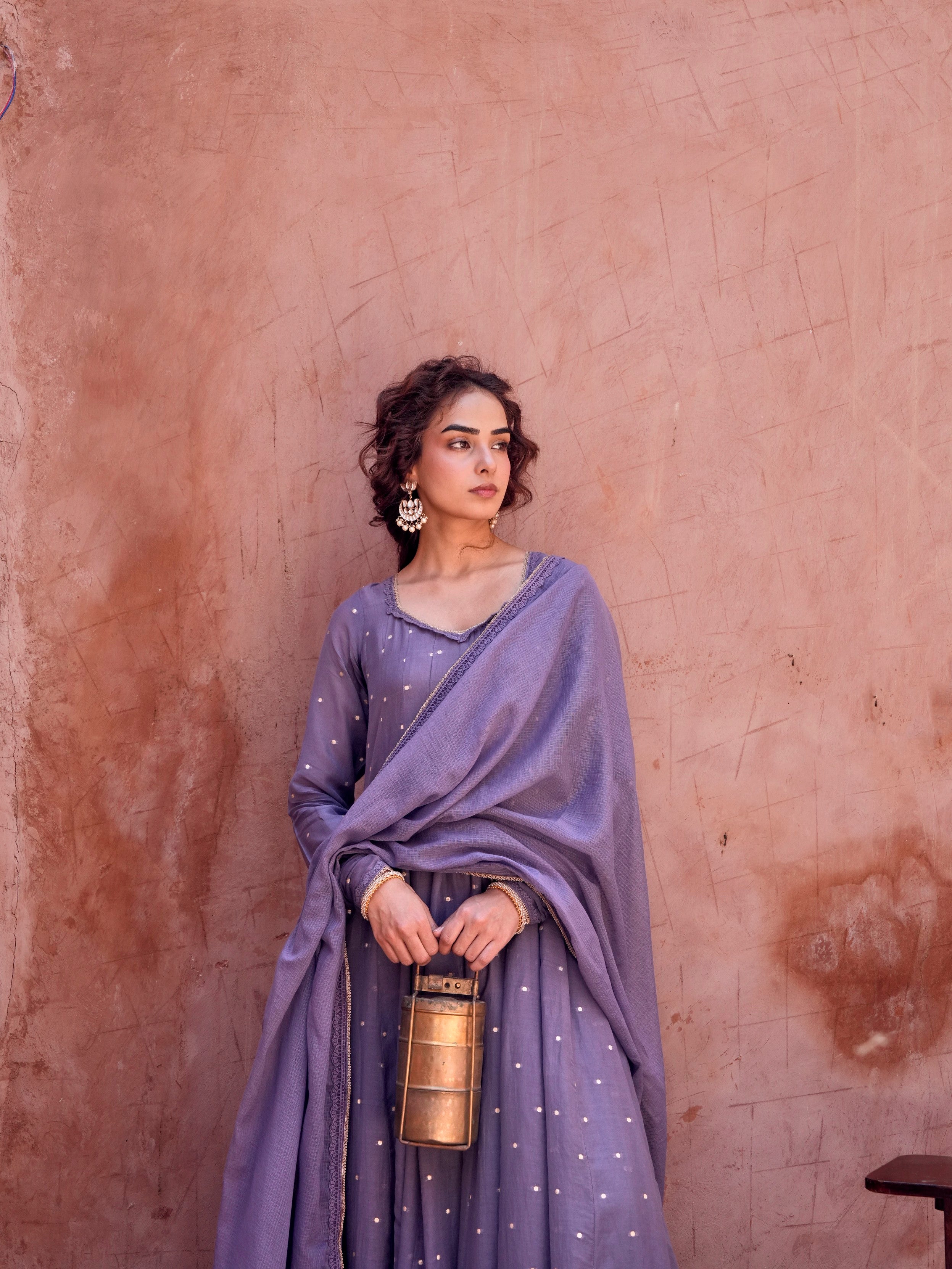 Lavender Anarkali Set