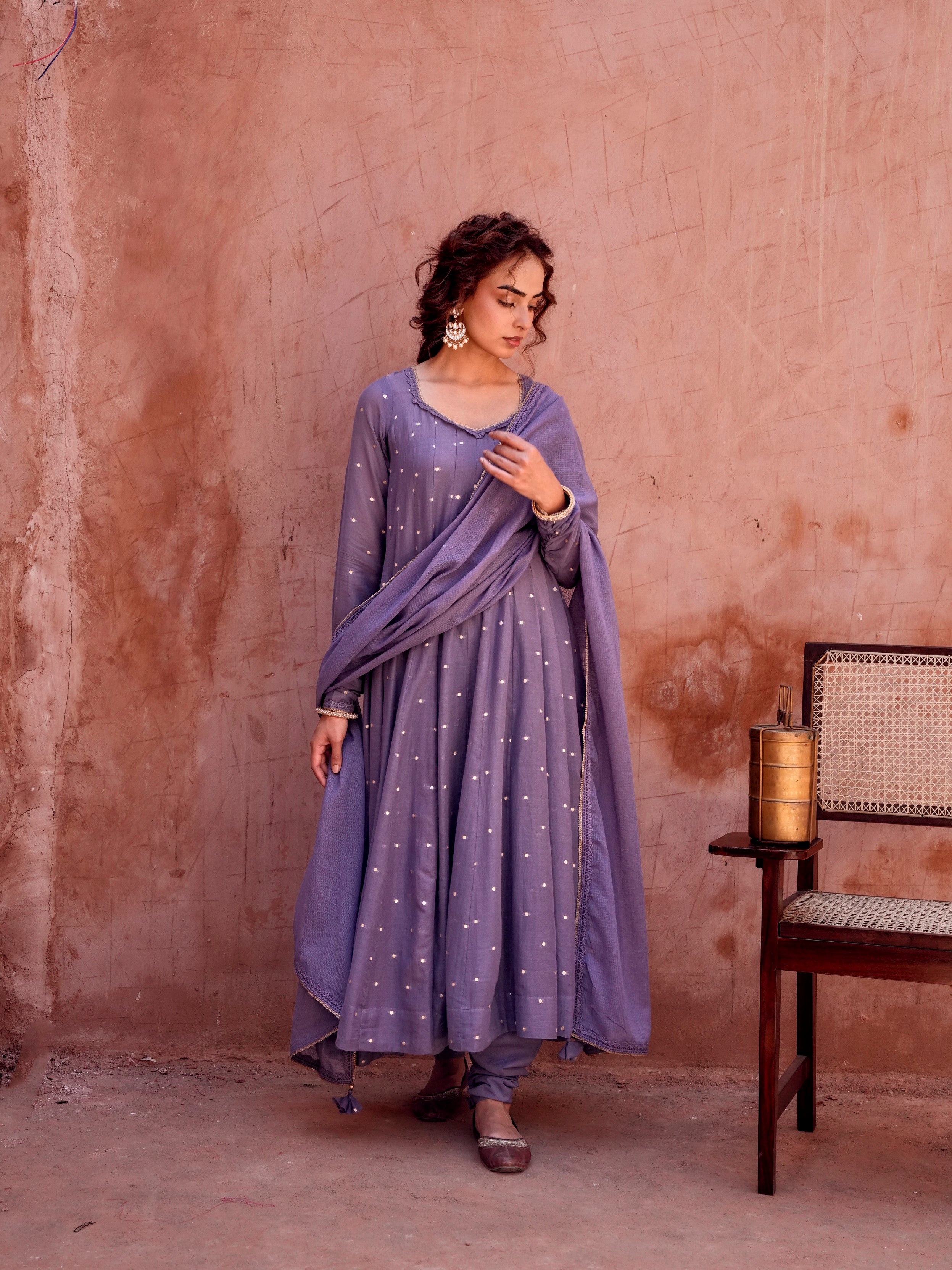 Lavender Anarkali Set