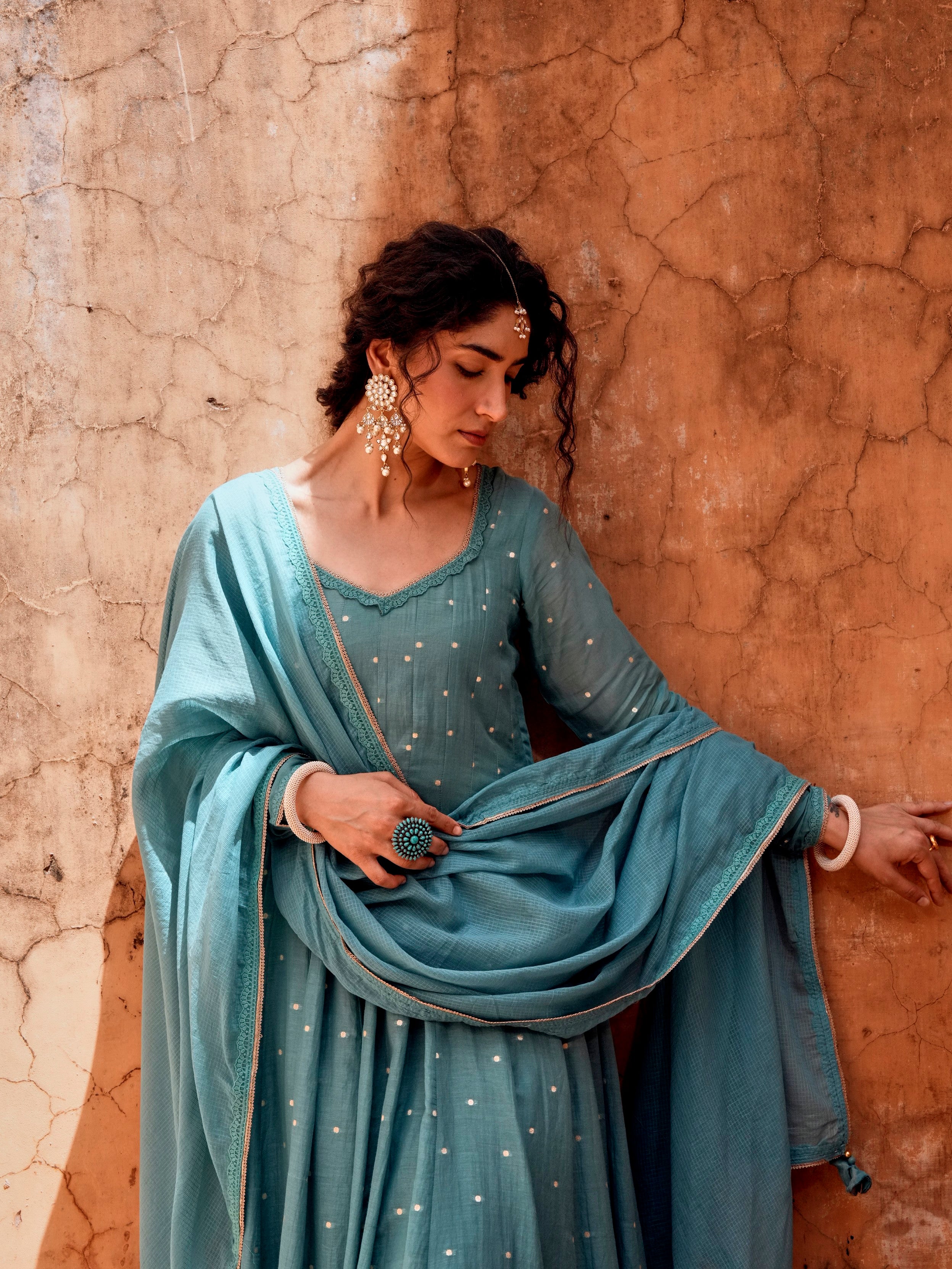 Teal Blue Anarkali Set