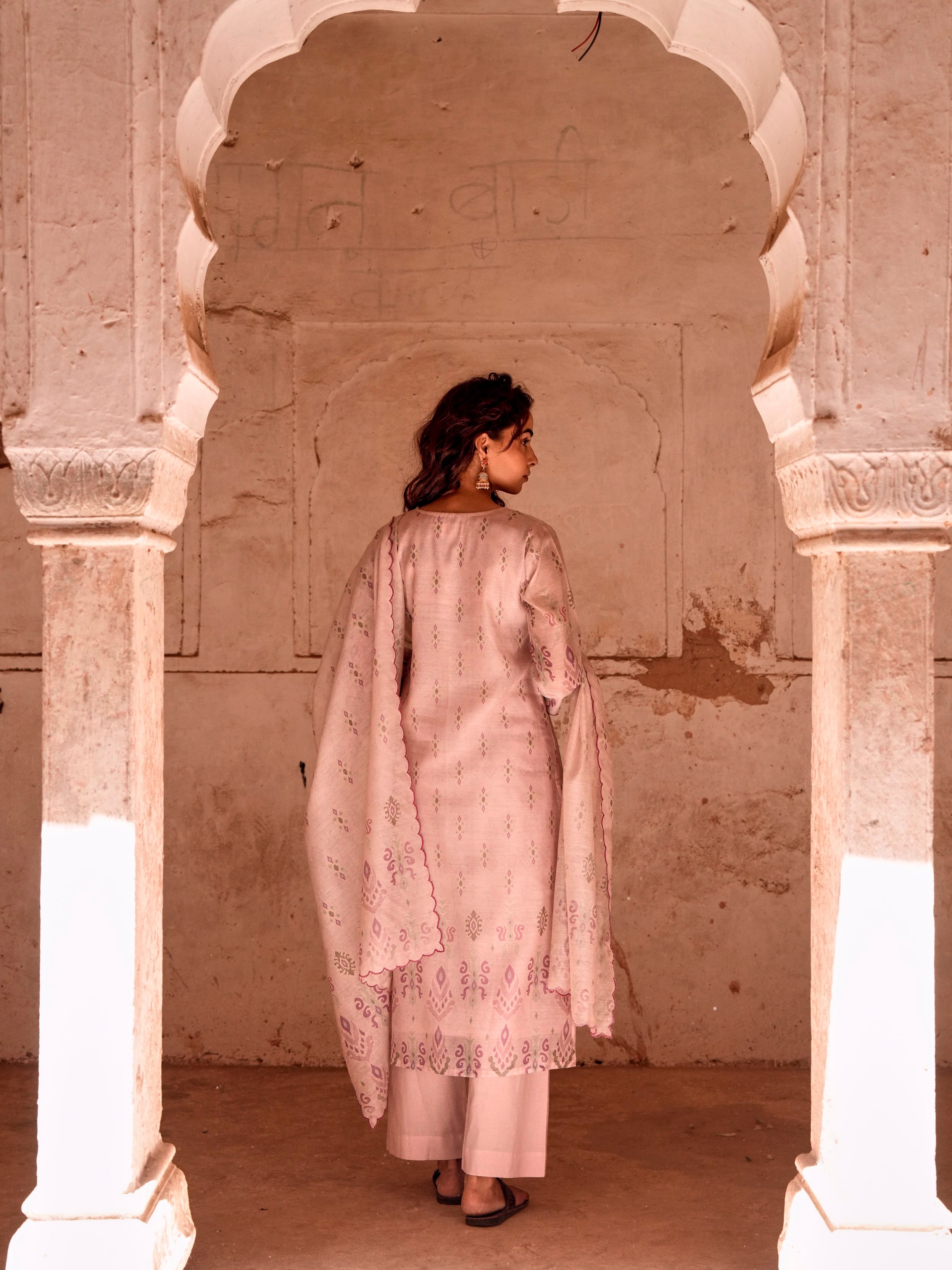 Dusty Pink Printed Pant Set