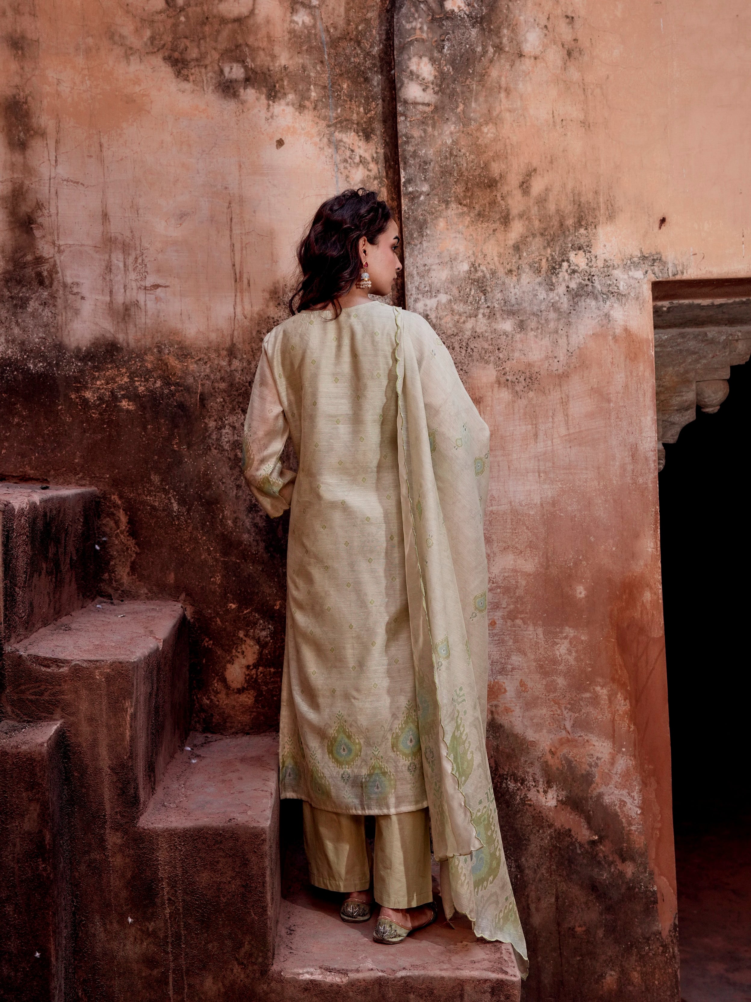 Sage Green Chanderi Pant Set