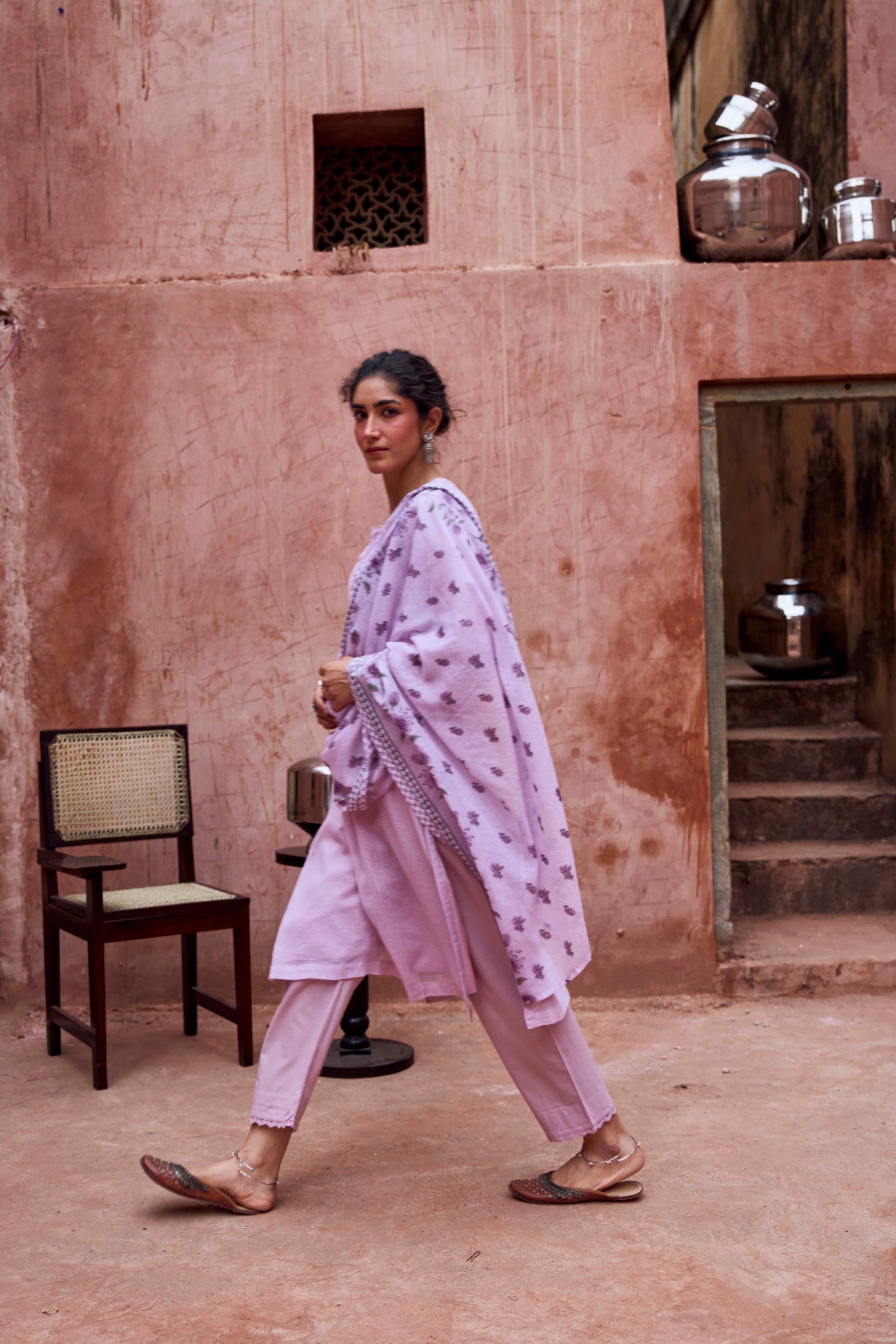 Lilac Kota Doria Pant Set