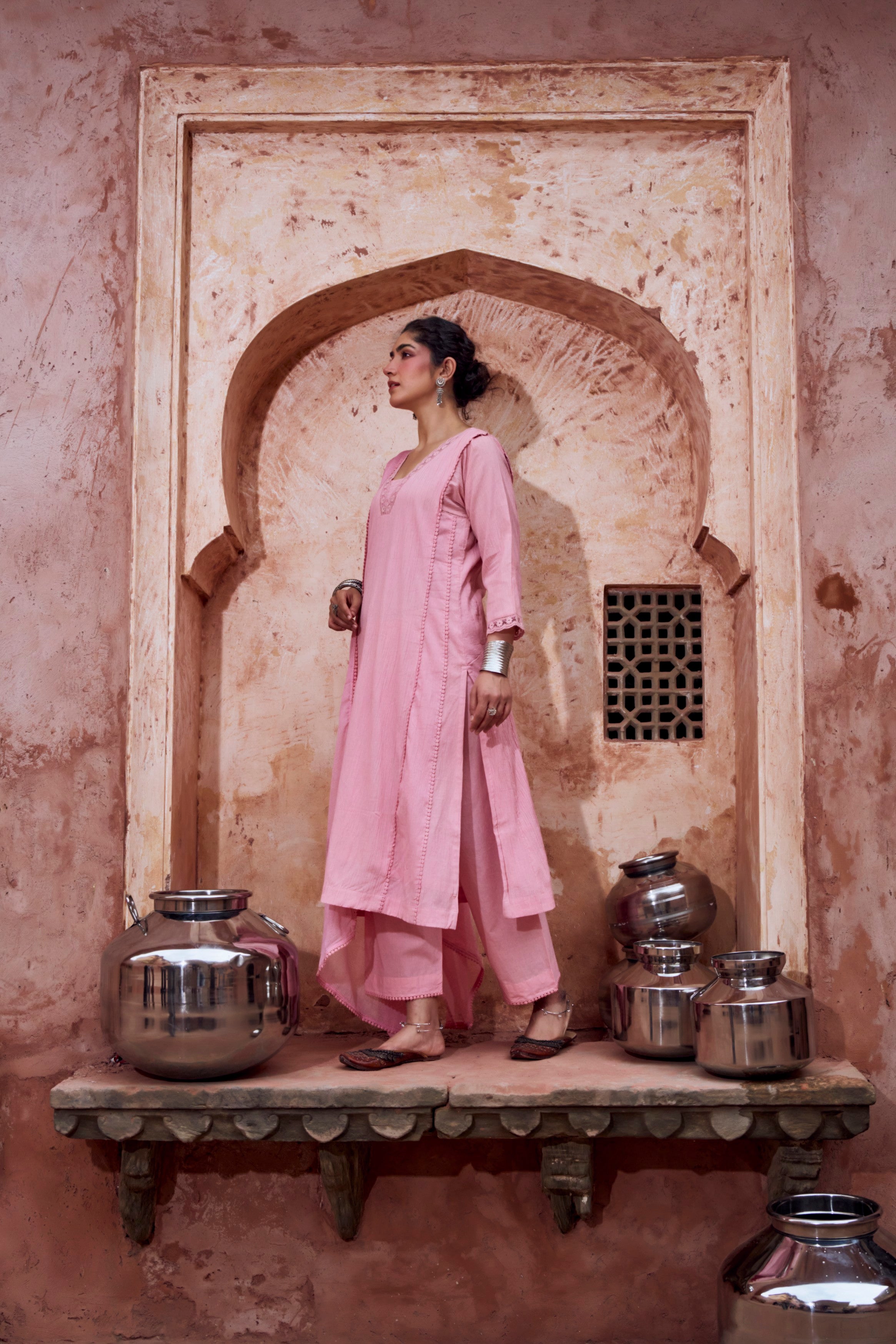 Blush Pink Cotton Pant Set