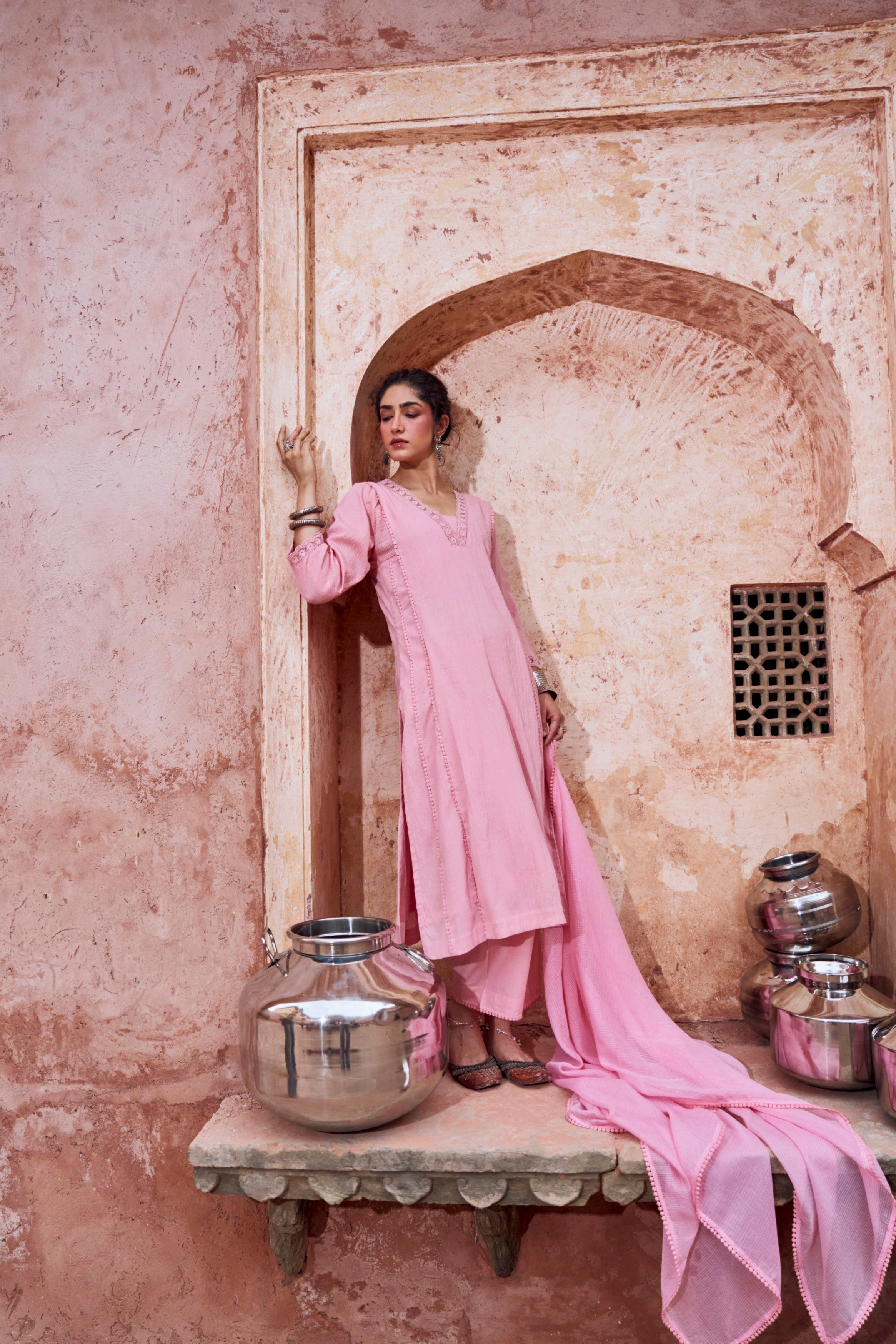 Blush Pink Cotton Pant Set