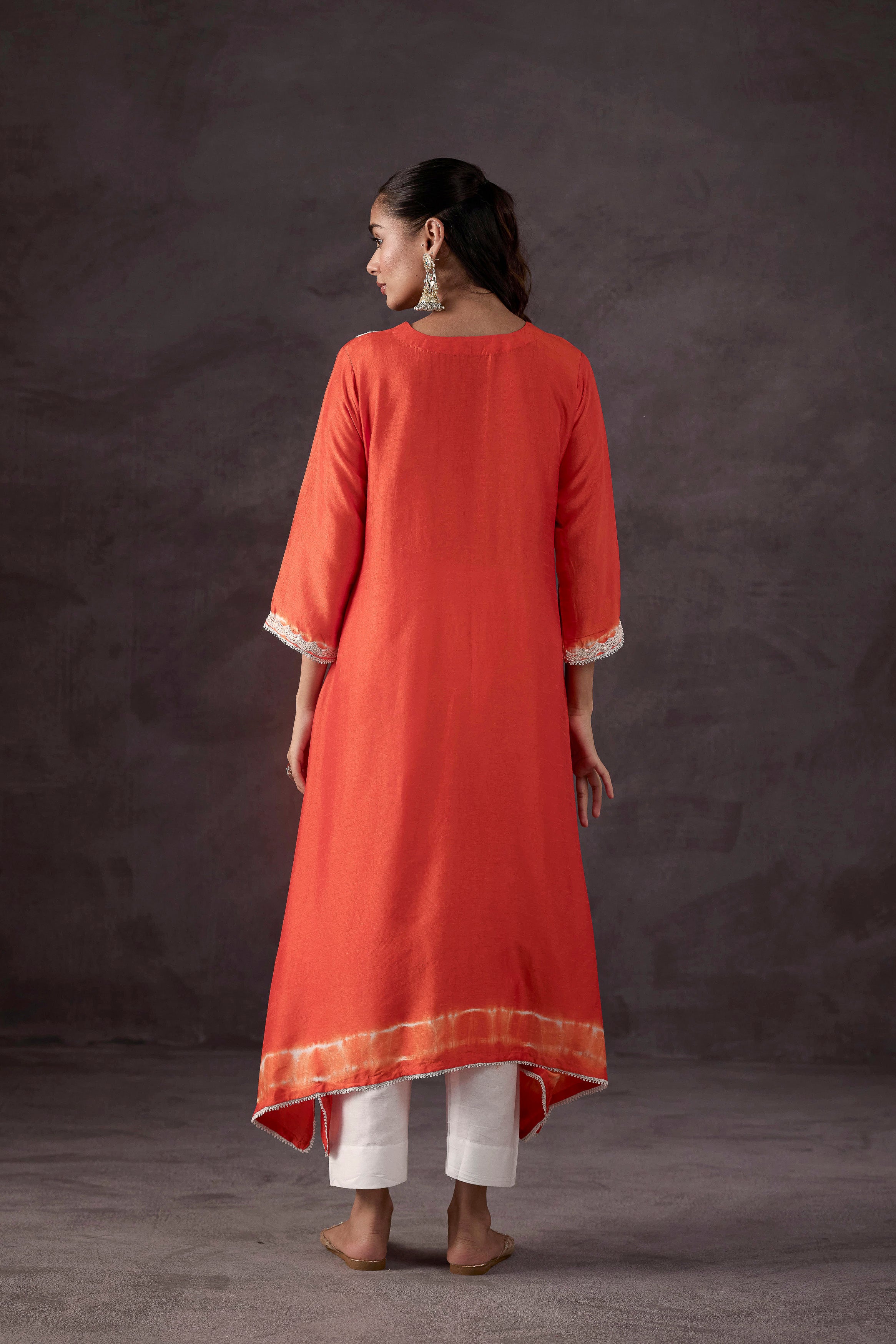 Orange Peel Embellished Raw Silk Kurta Set