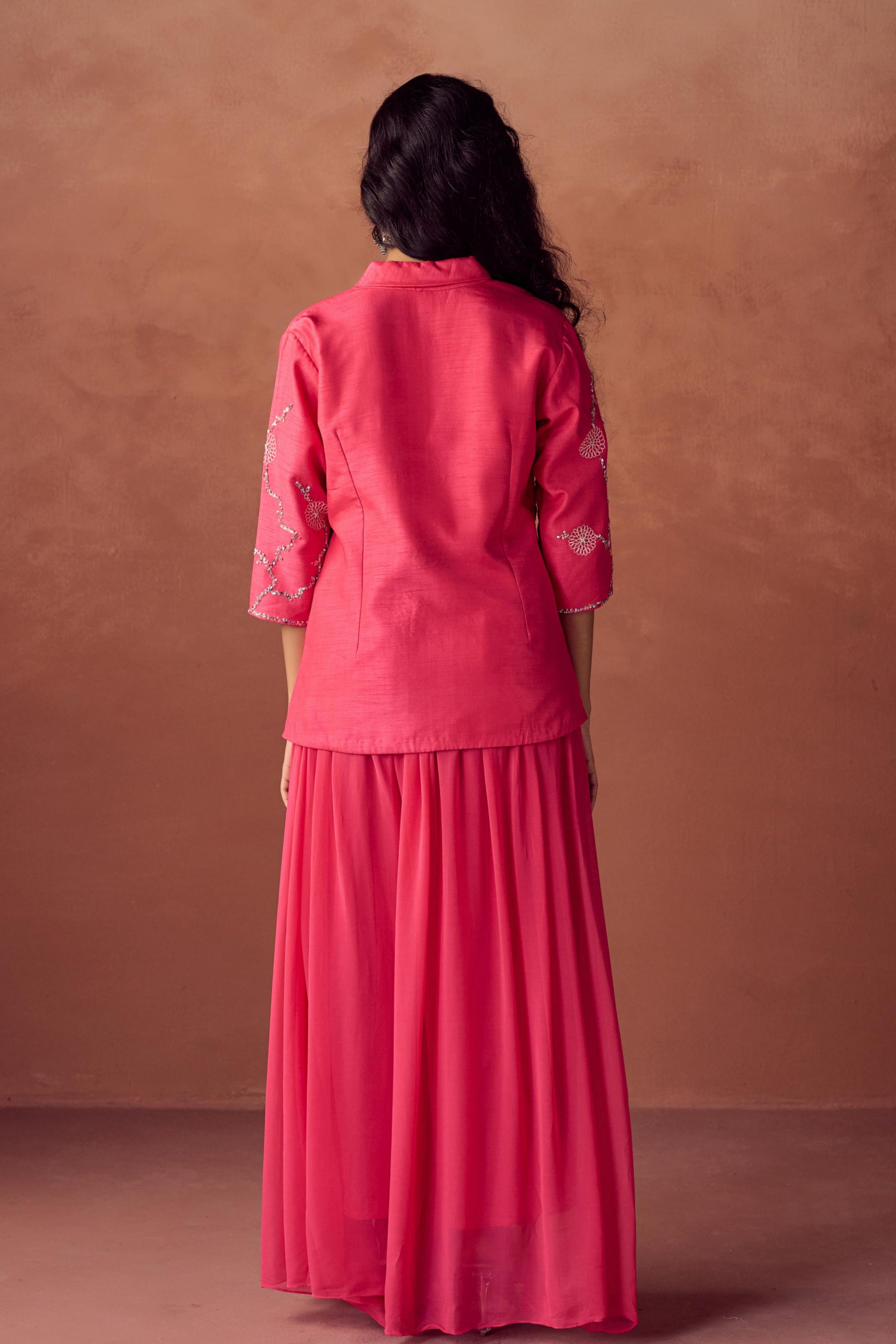 Rose Radiance Embellished Raw Silk Co-Ord Set