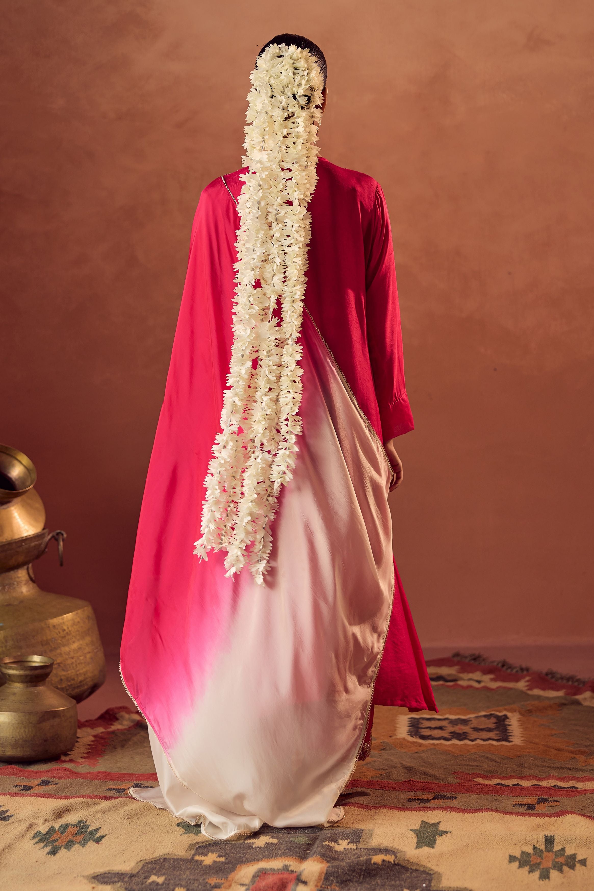 Rani Pink Embellished Raw Silk Pant Set