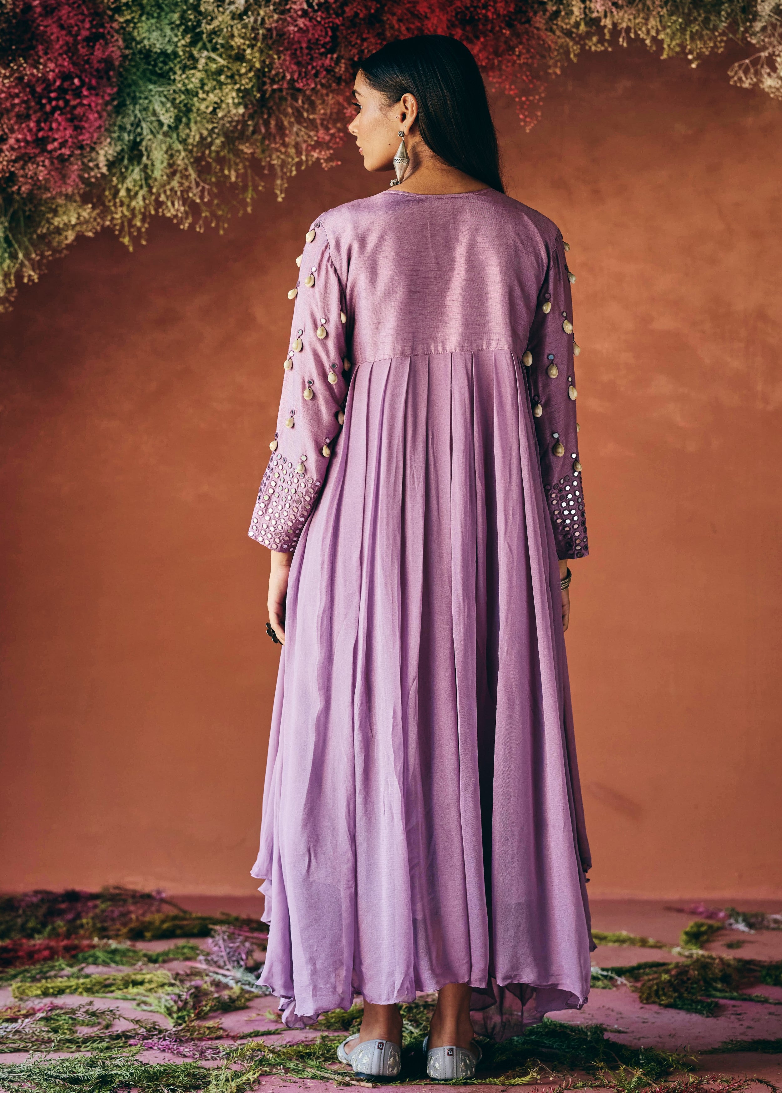 Dusty Lavender Embellished Georgette Silk Gown