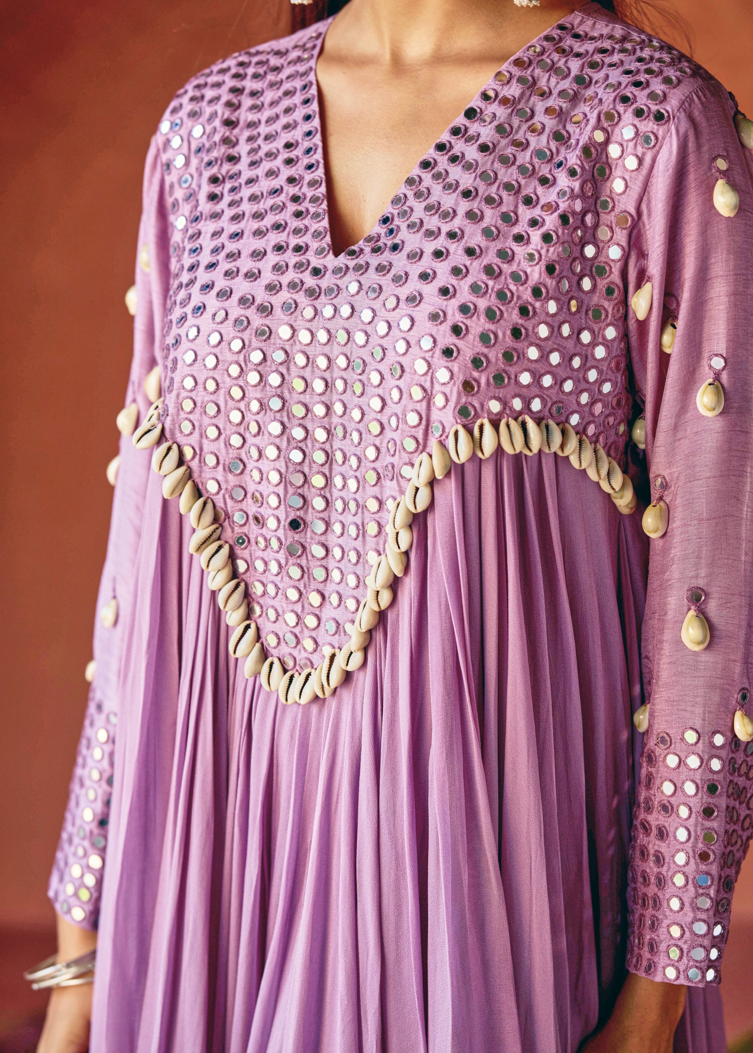 Dusty Lavender Embellished Georgette Silk Gown