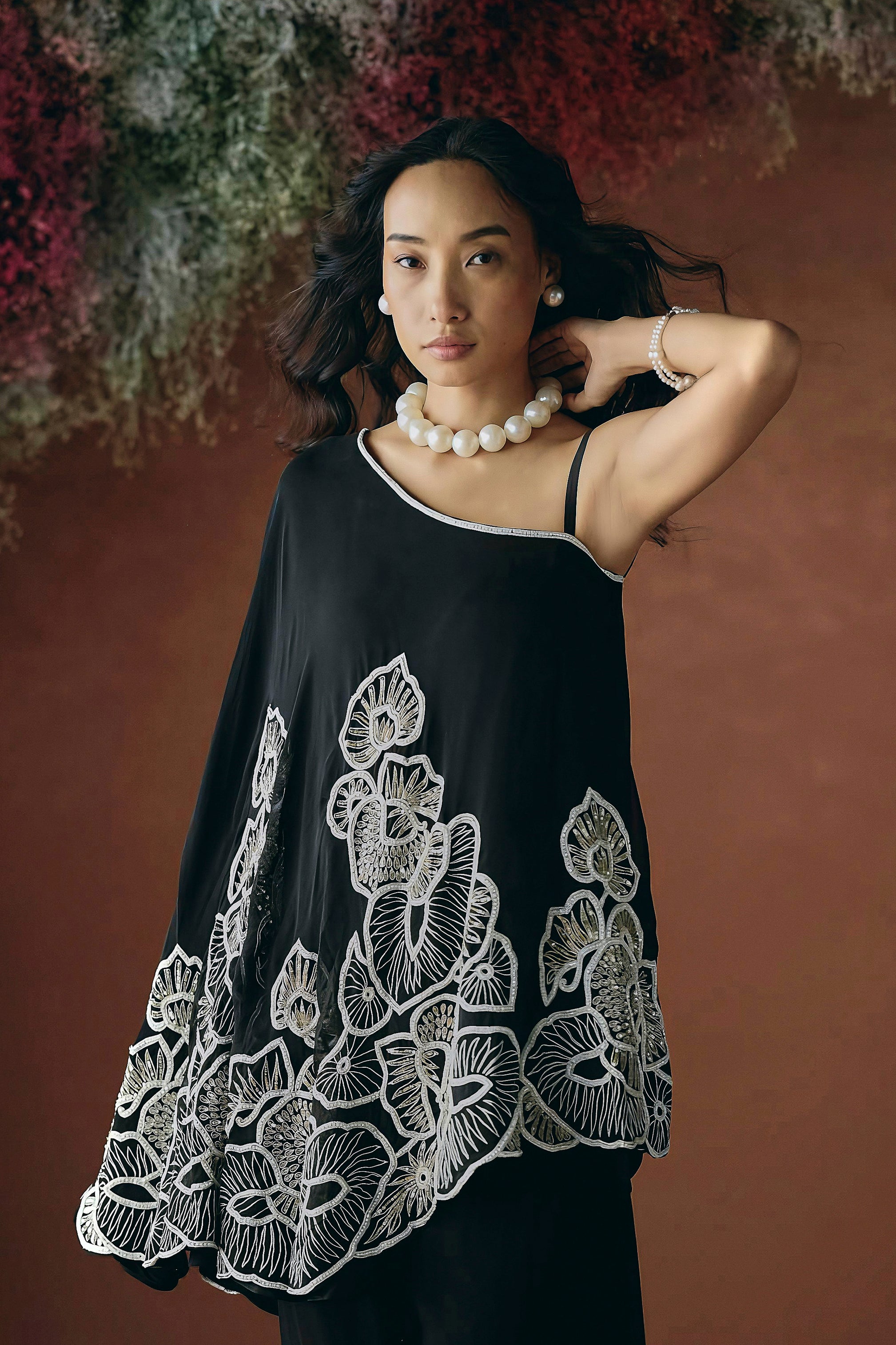 Classic Black Embellished Georgette Silk Co-ord Set