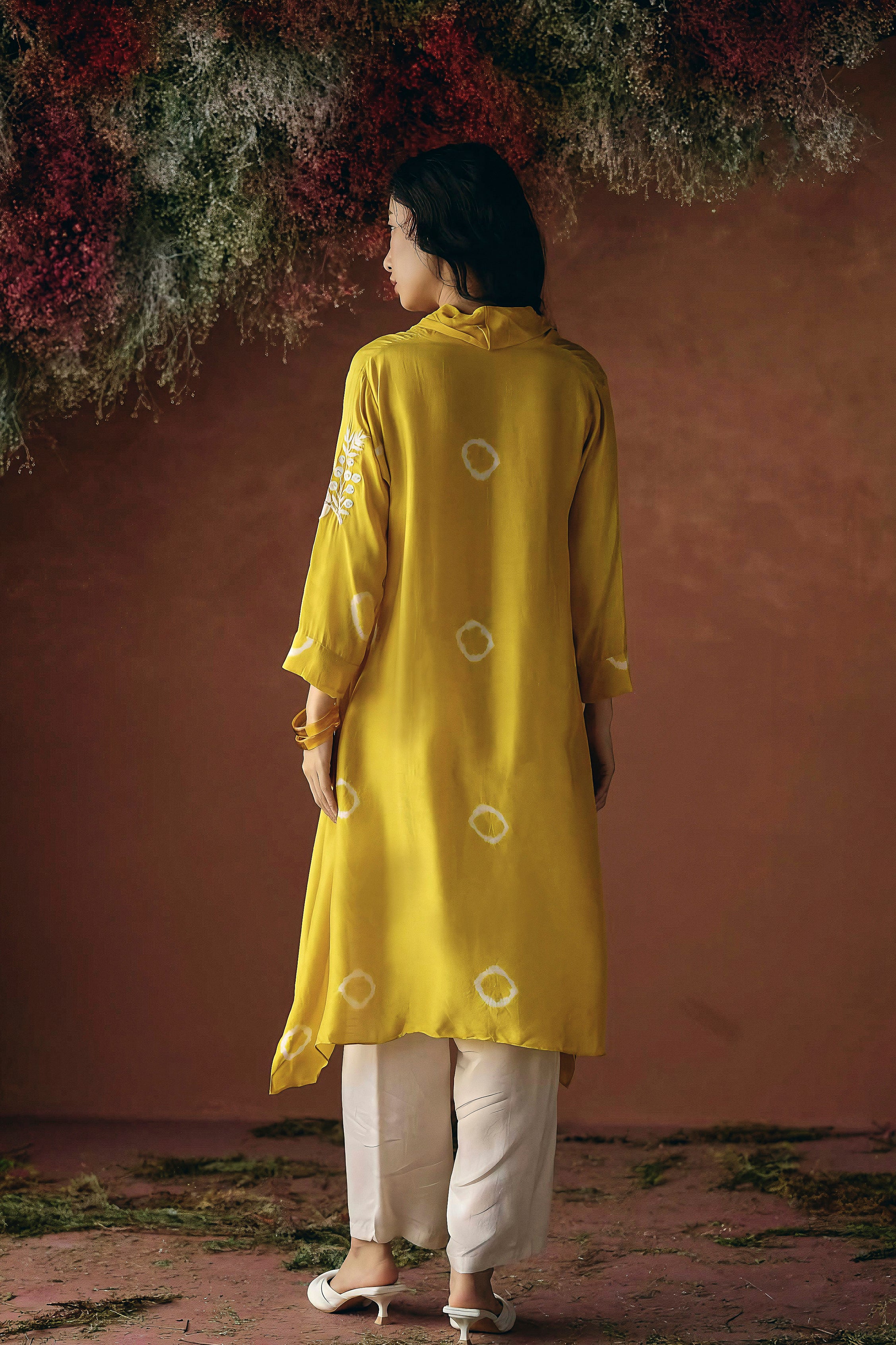 Amber Yellow Embellished Raw Silk Kurta Set