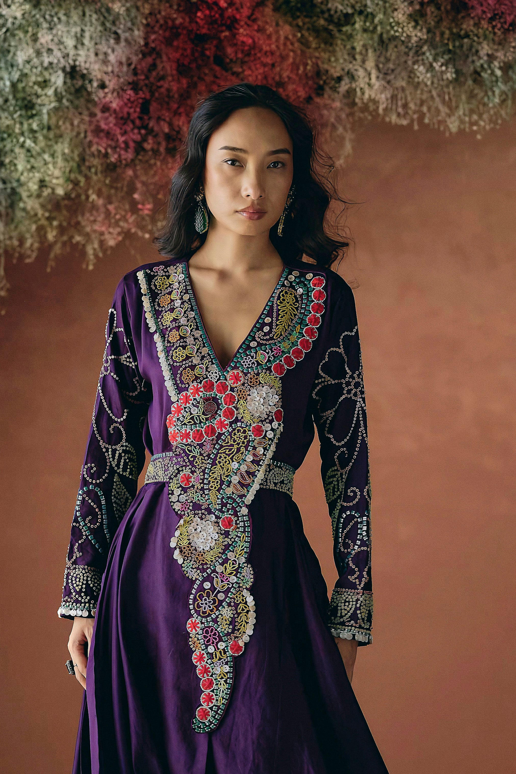 Royal Purple Embellished Premium Silk Kurta Set