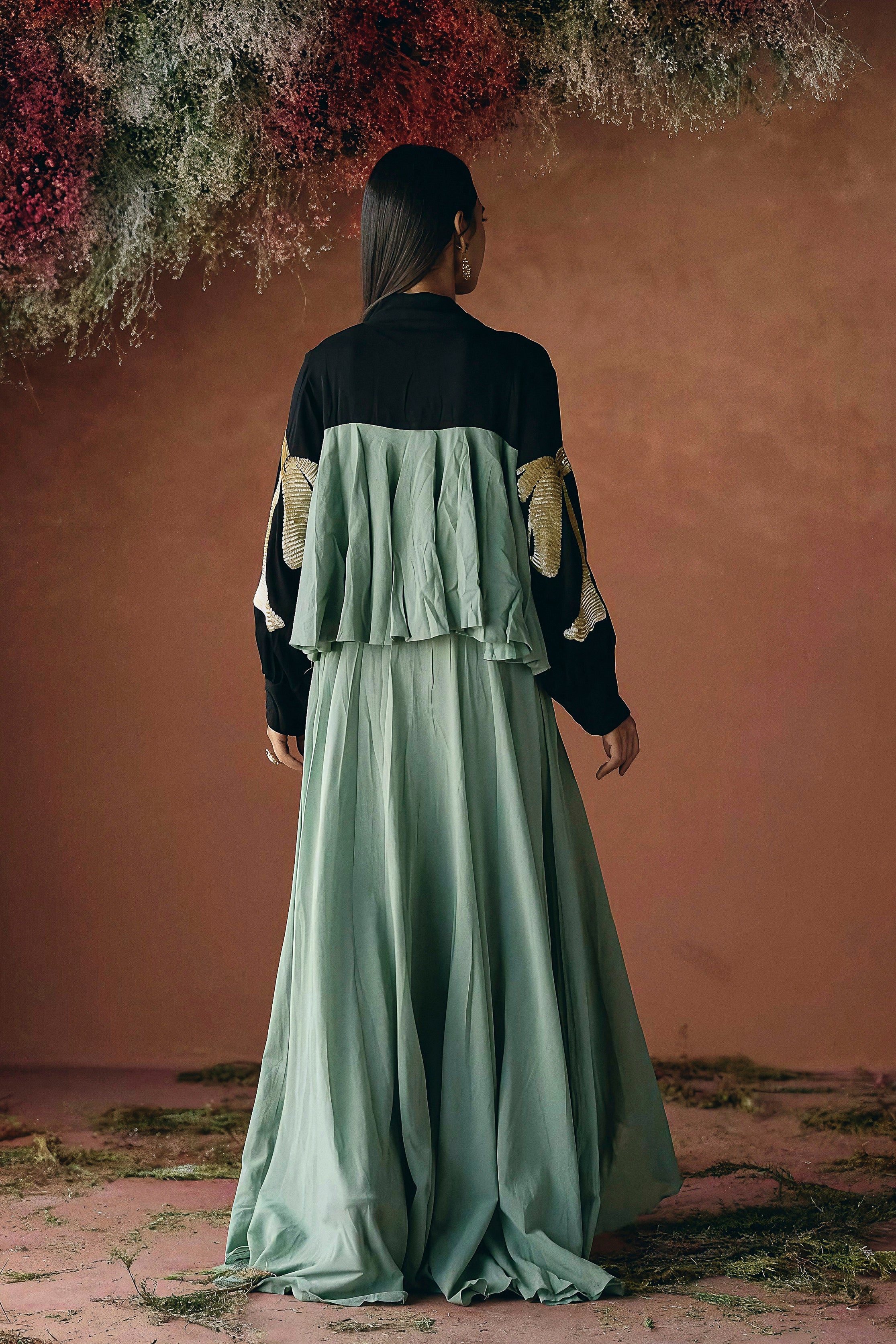 Sage Green Embellished Organic Cotton Gown