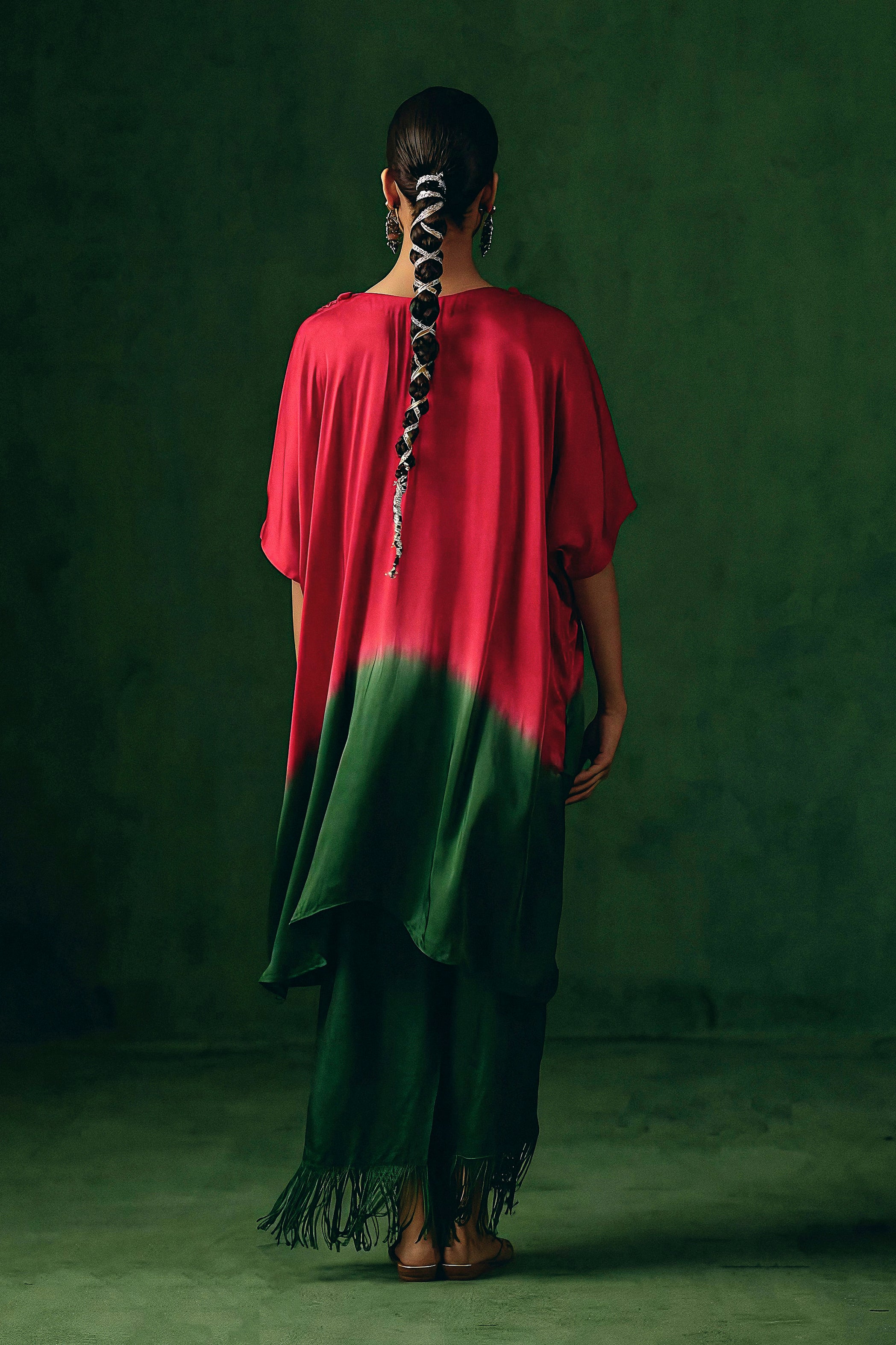 Pink Embellished Satin Silk Kurta Set