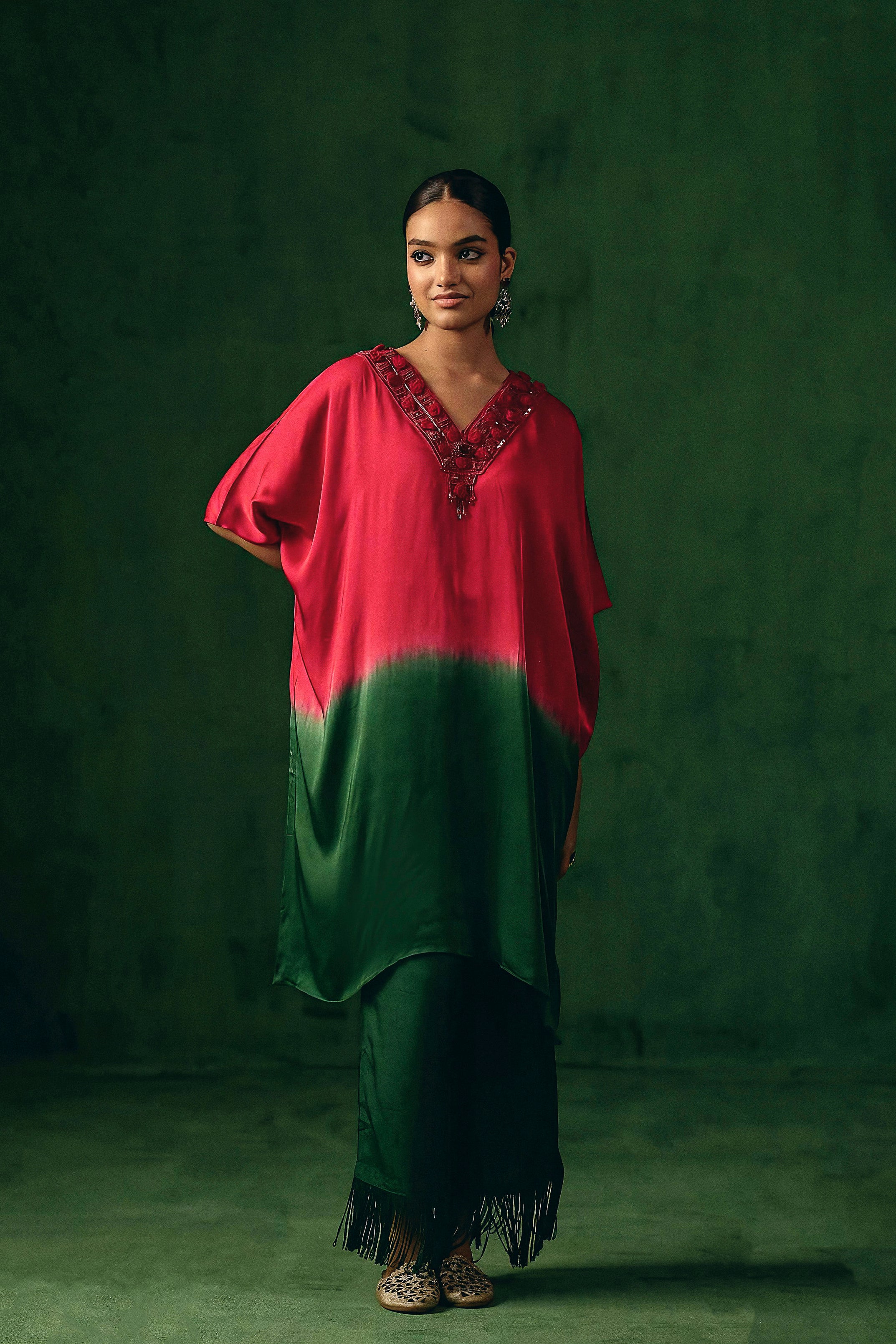 Pink Embellished Satin Silk Kurta Set