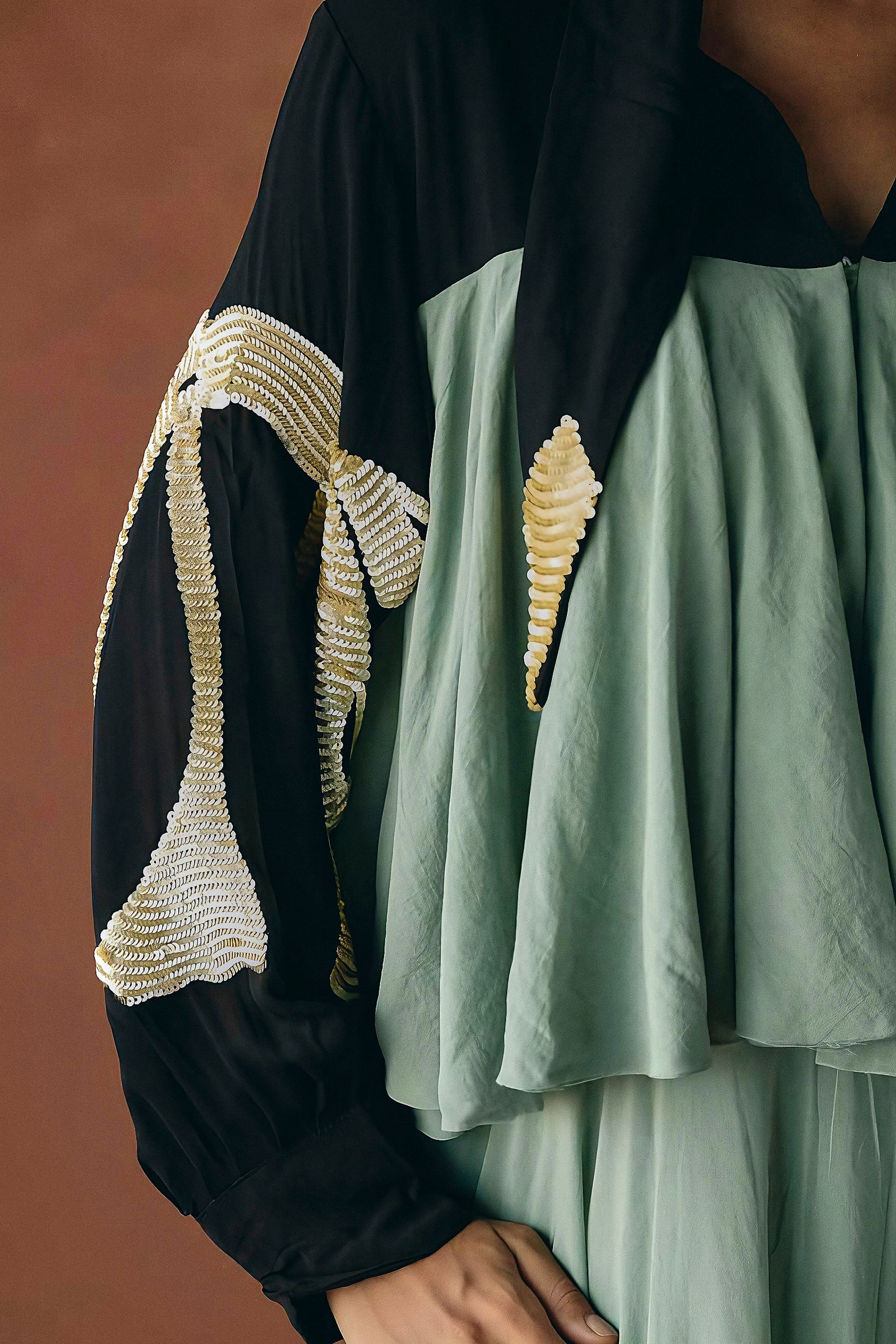 Sage Green Embellished Organic Cotton Gown