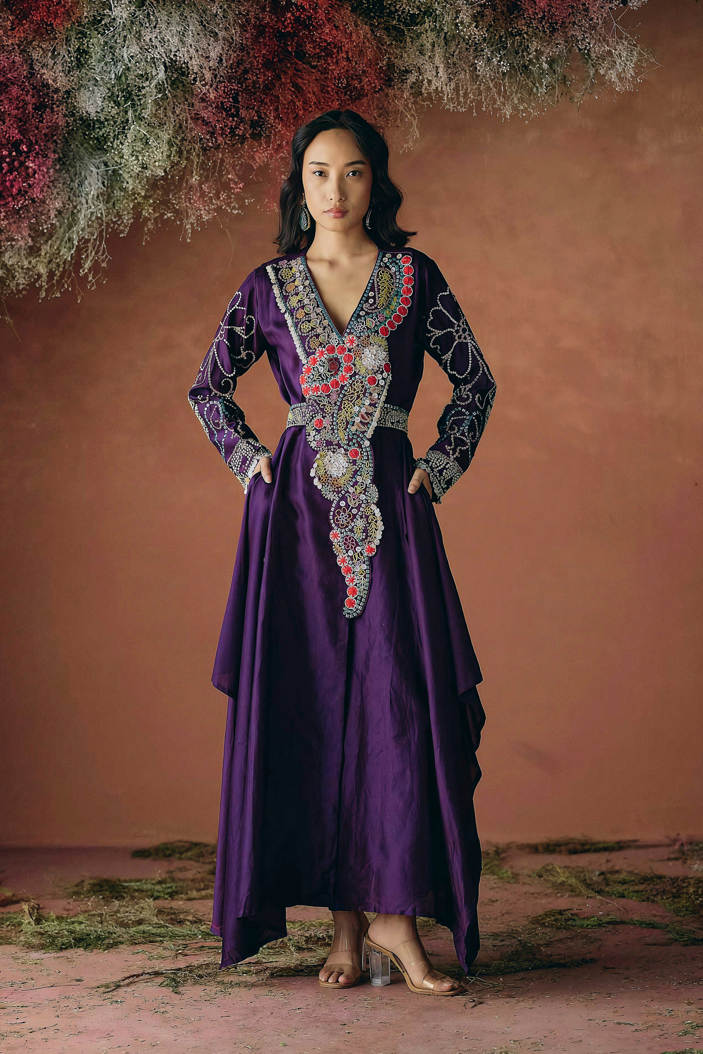 Royal Purple Embellished Premium Silk Kurta Set