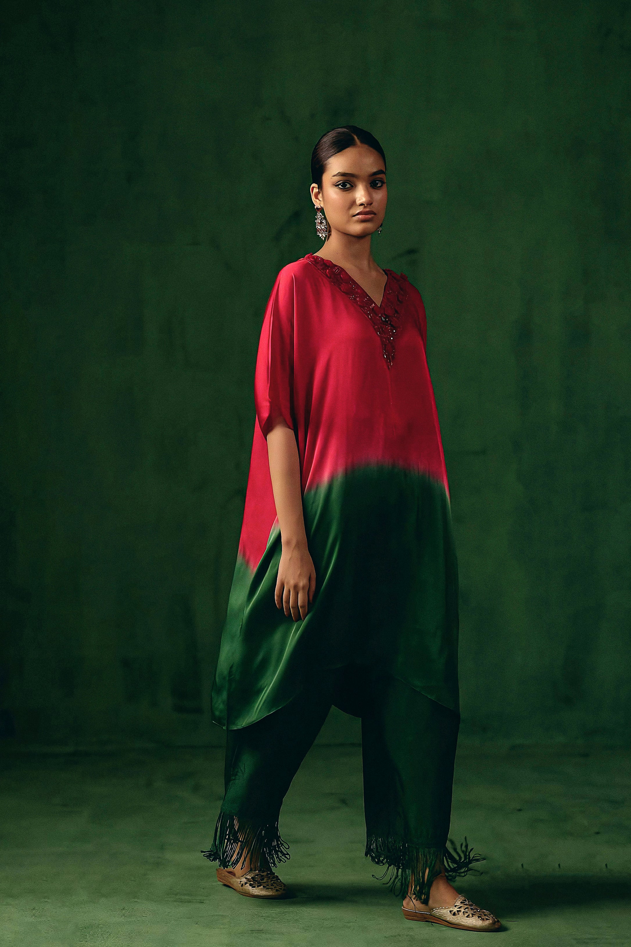 Pink Embellished Satin Silk Kurta Set