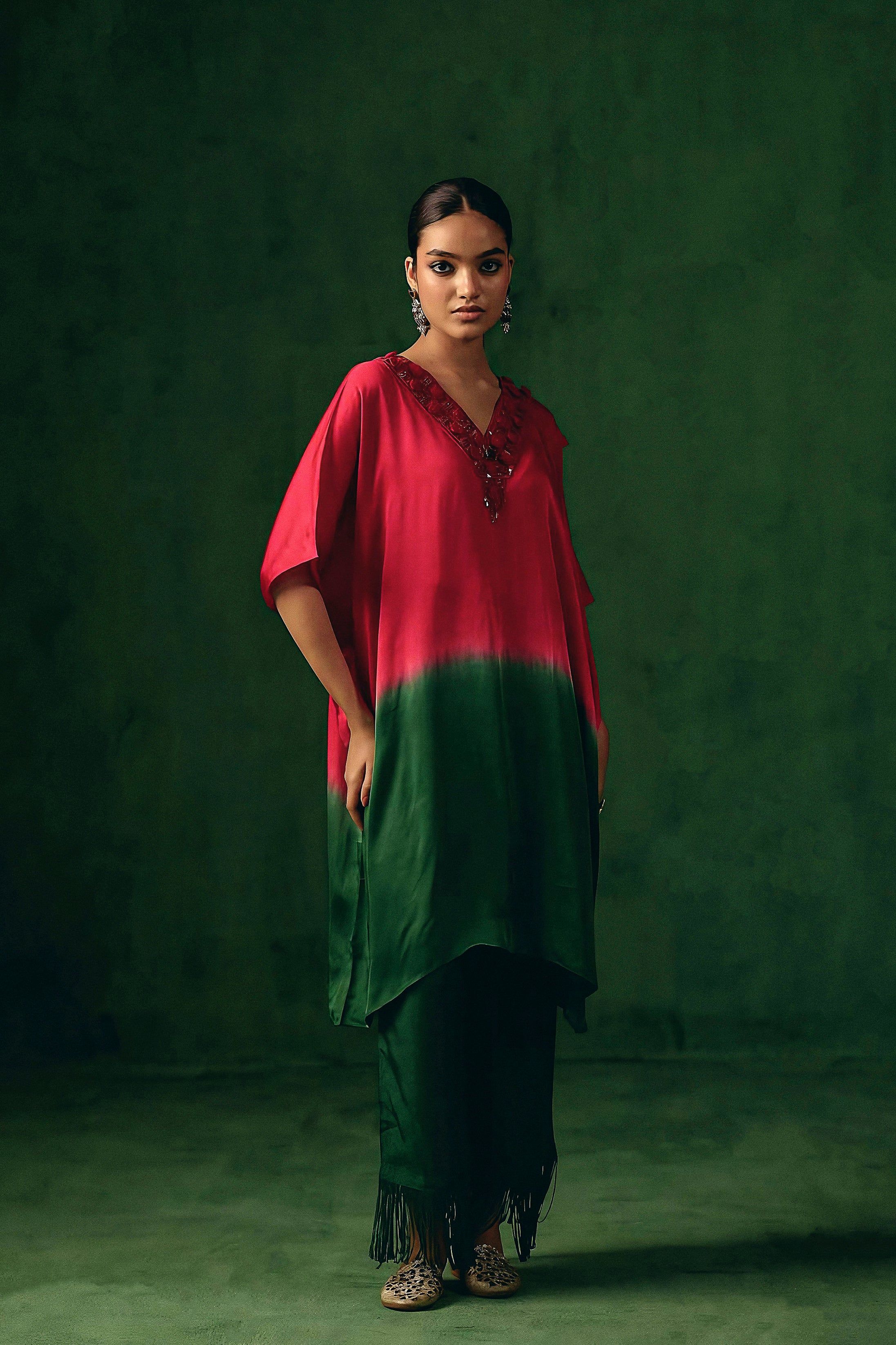 Pink Embellished Satin Silk Kurta Set