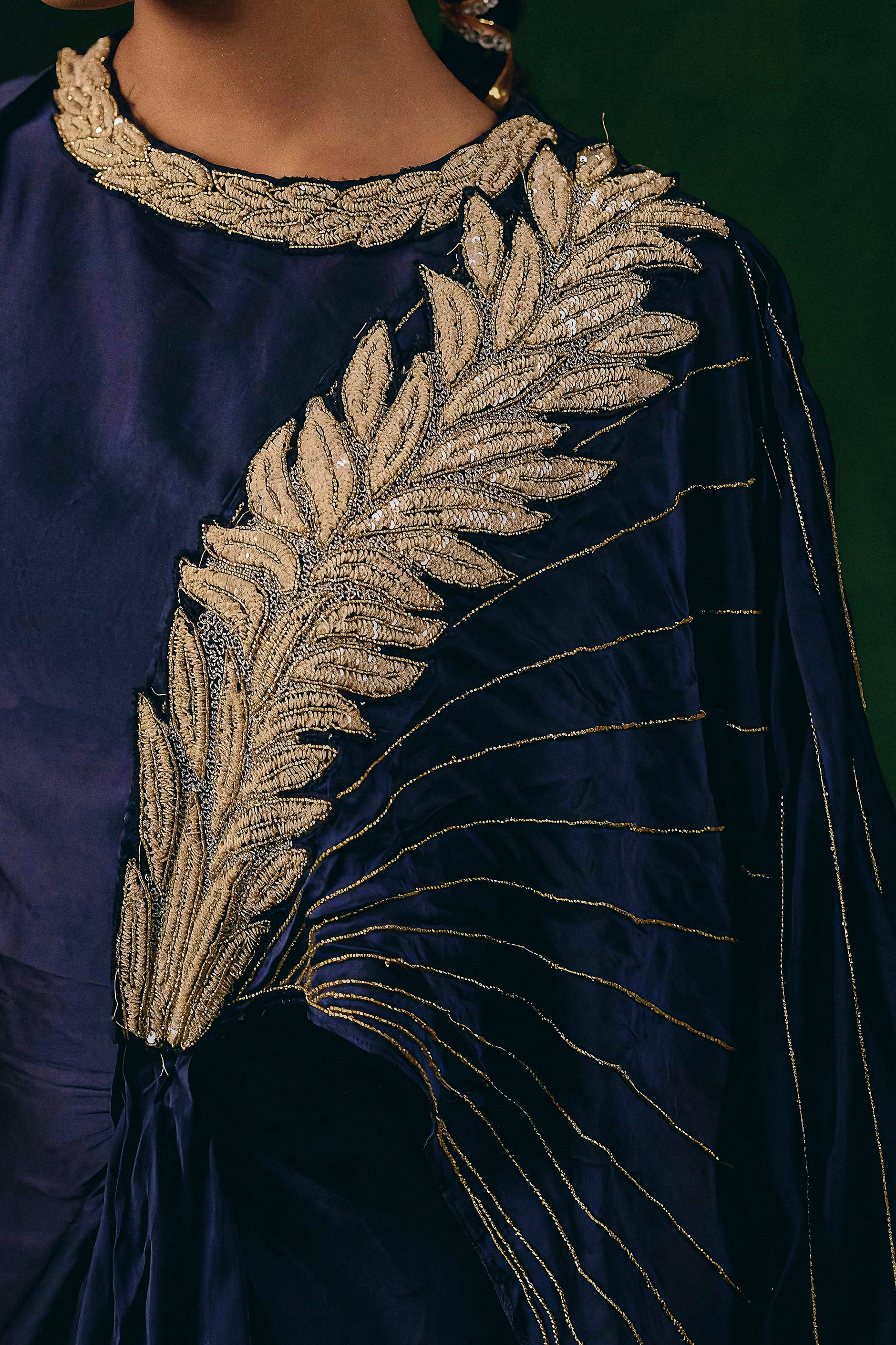 Twilight Blue Embellished Satin Silk Dress