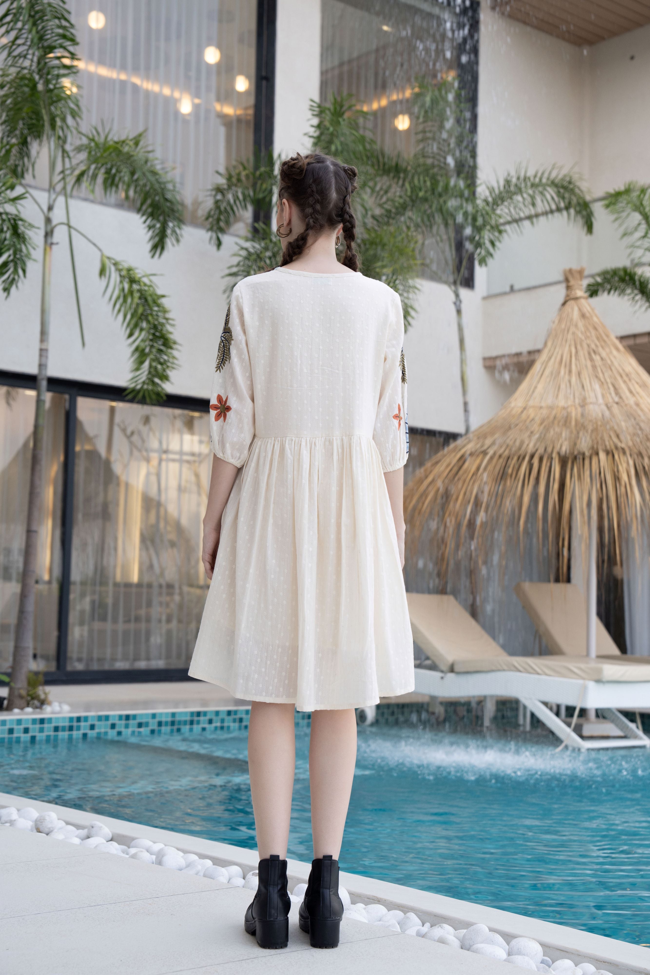 White Embroidered Cotton Dress