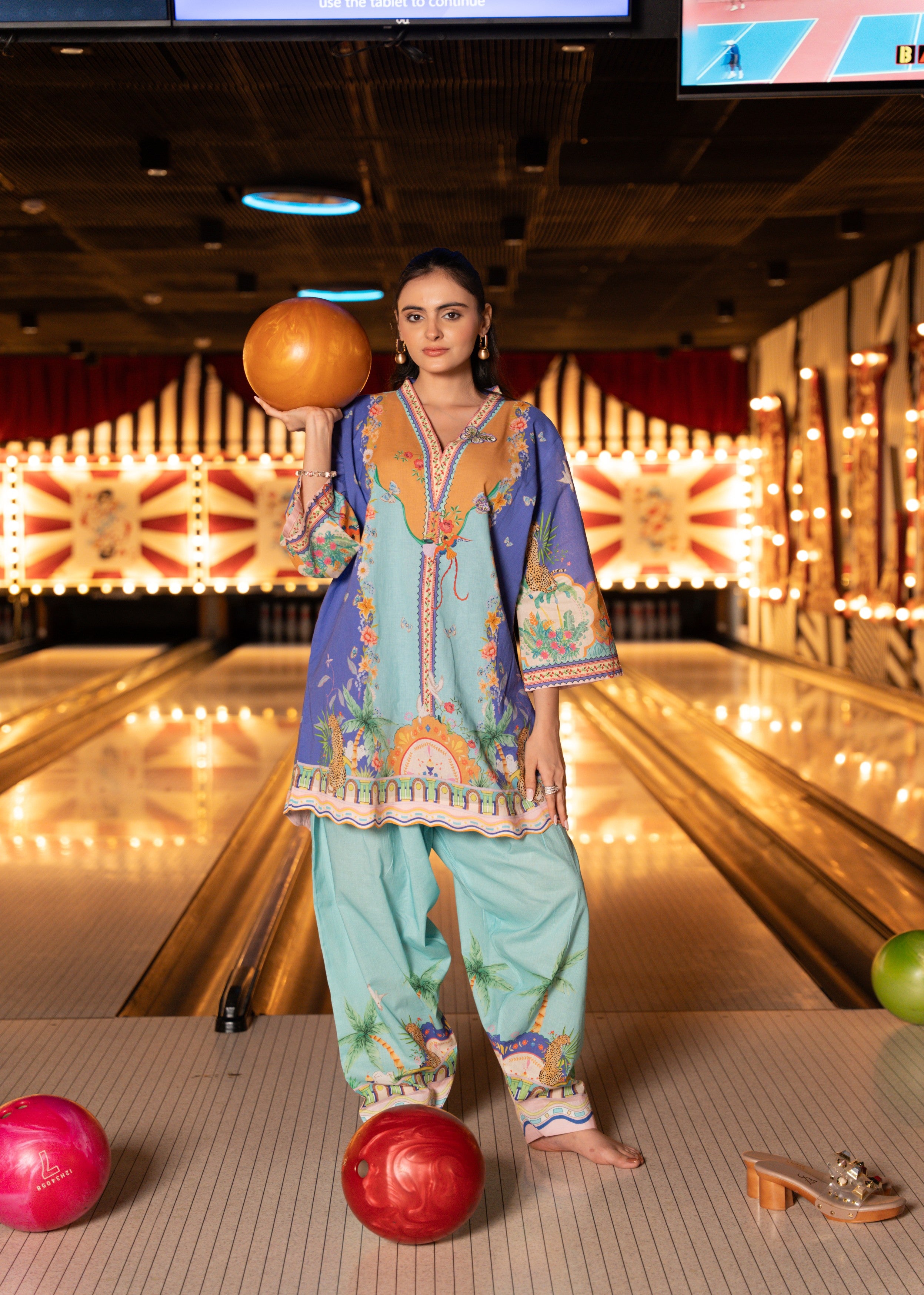 Tropical Azure Printed Cotton Co-ord Set