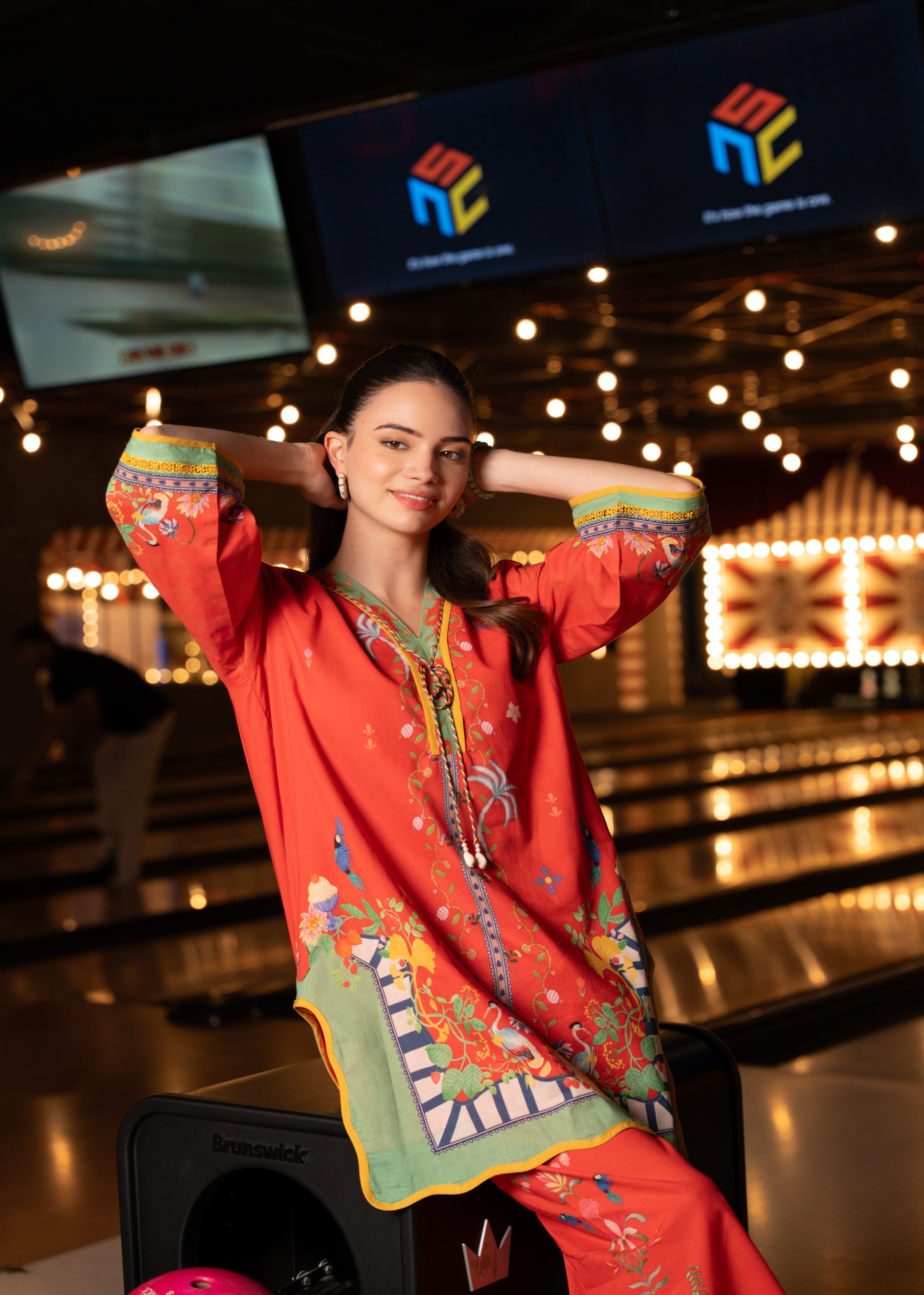 Crimson Oasis Printed Cotton Co-ord Set