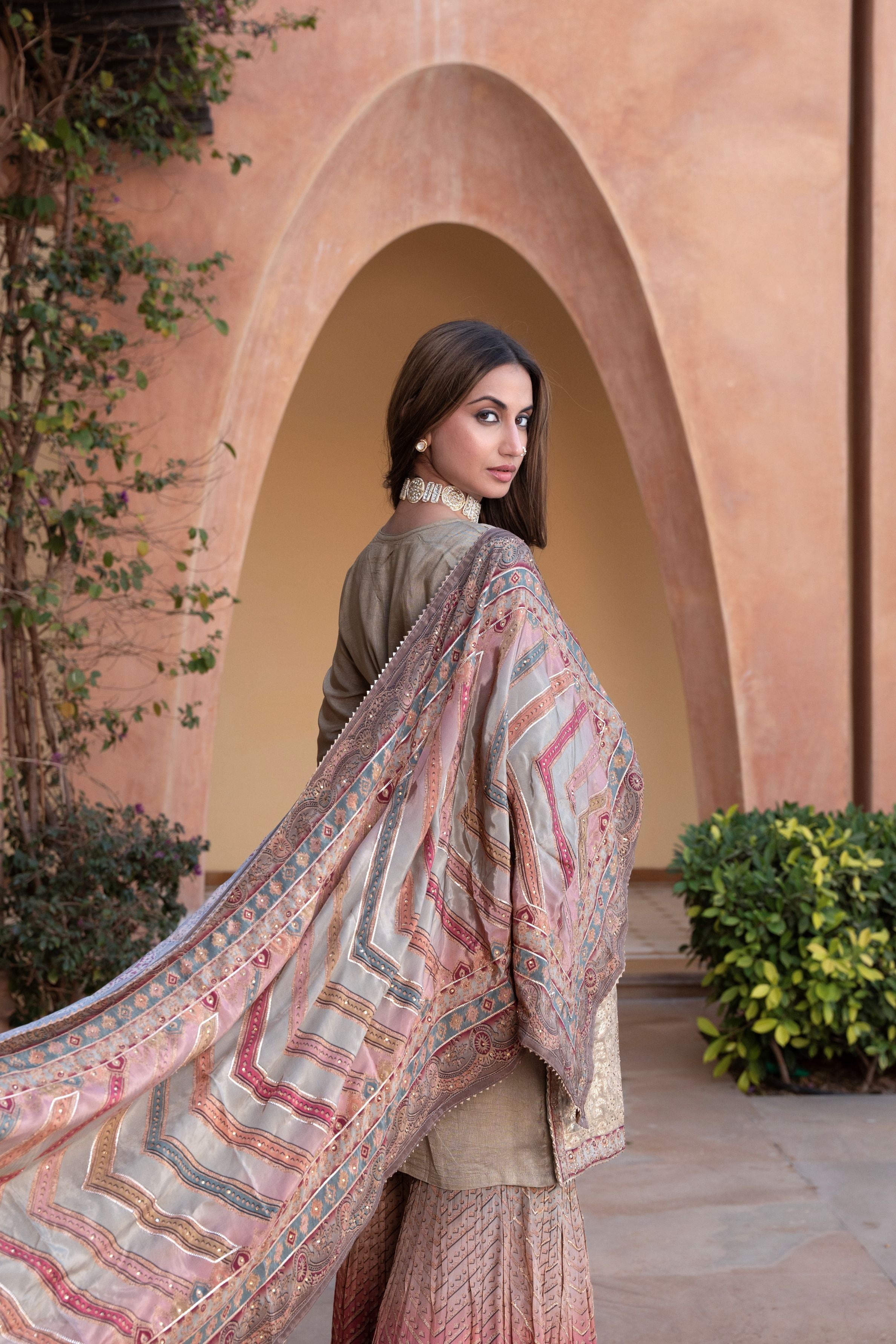 Classic Green Printed Sharara Set