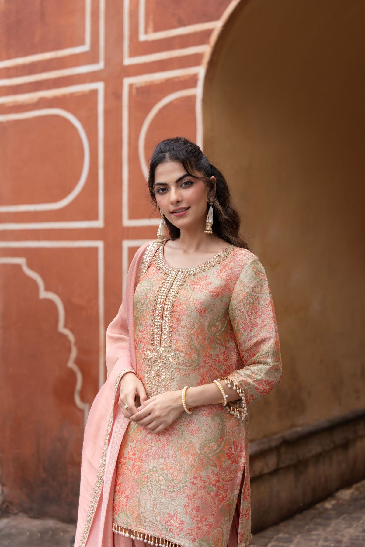 Candy Pink Embellished Crepe Silk Salwar Set
