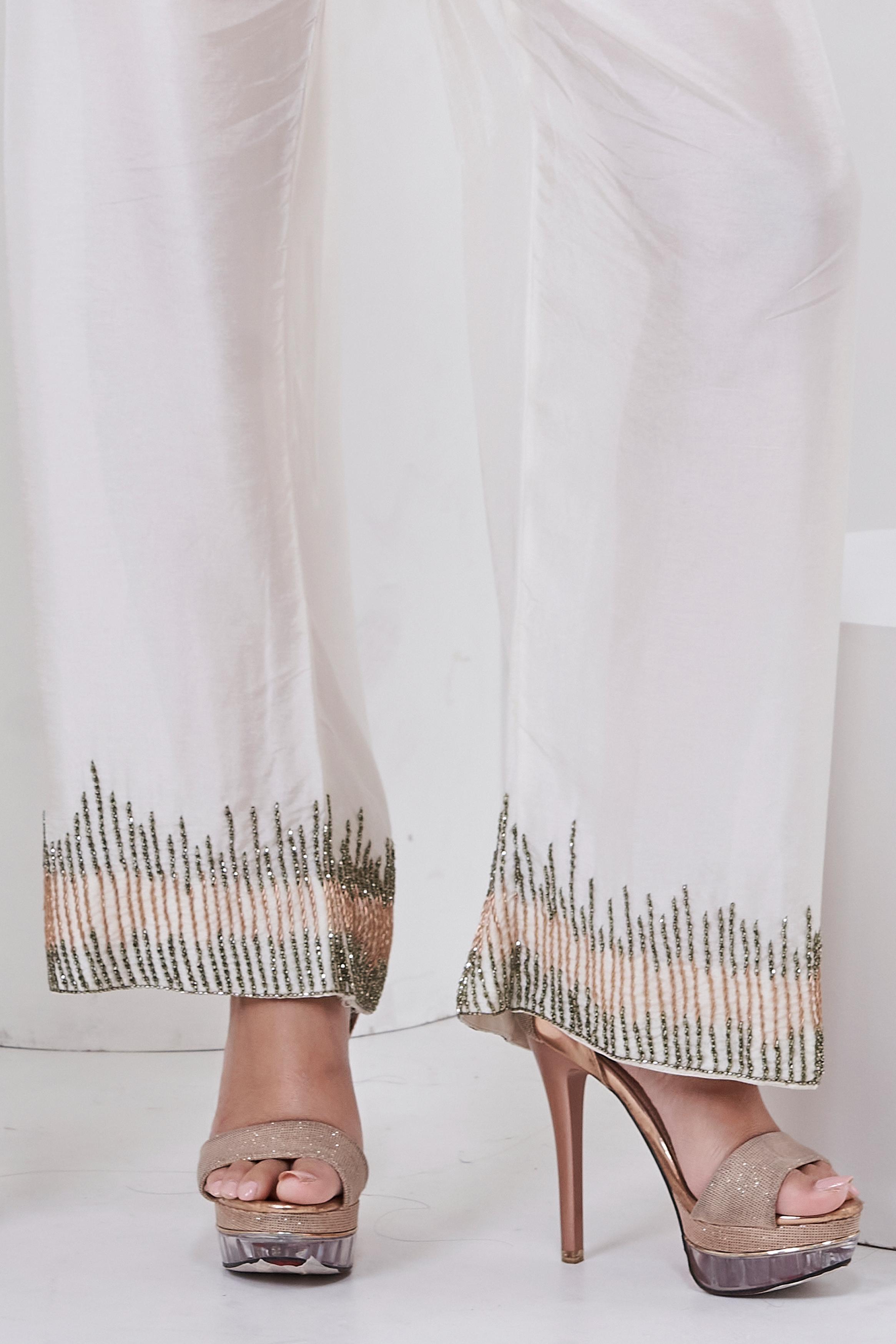 Classic Cream Embellished Swiss Georgette Co-Ord Set