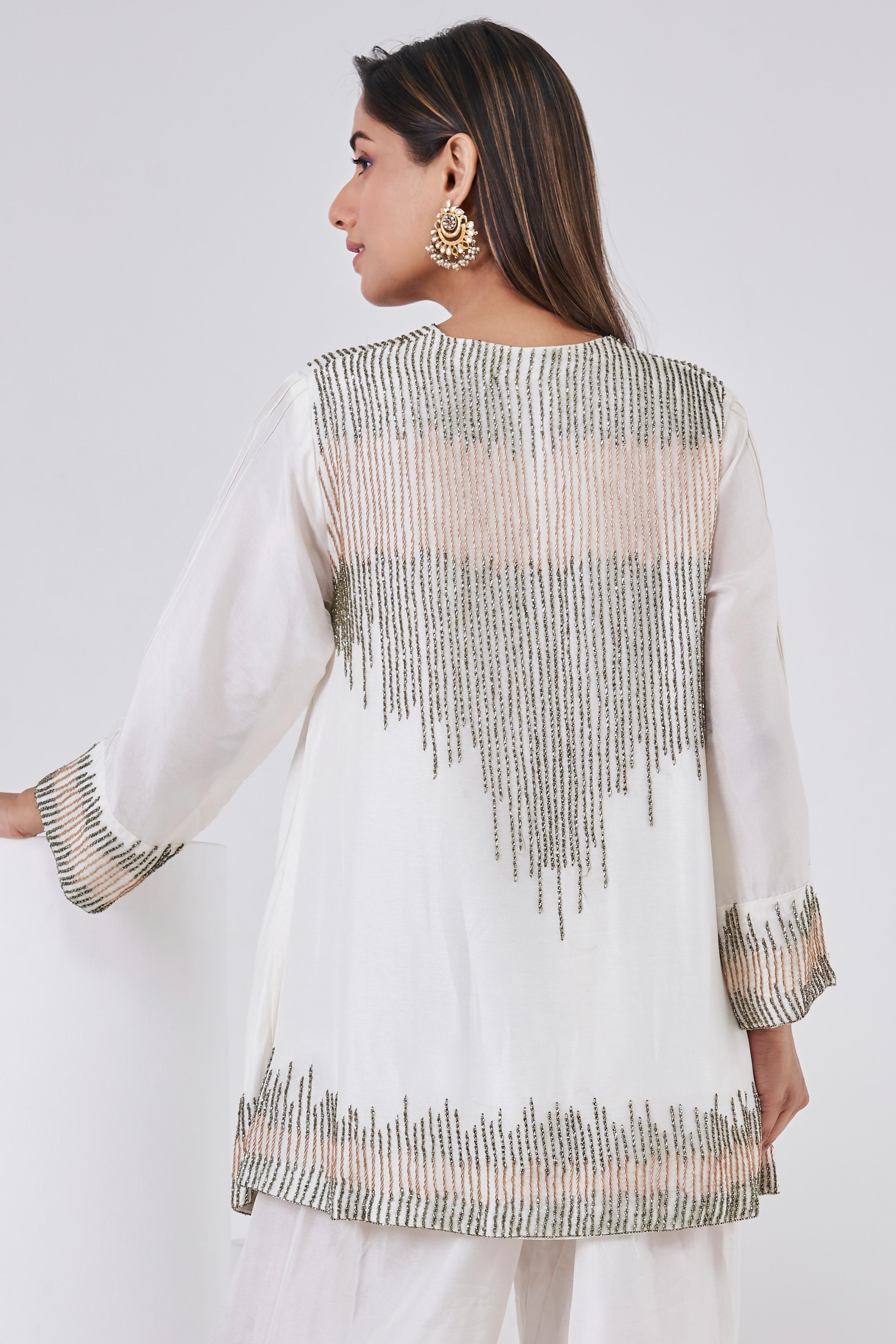 Classic Cream Embellished Swiss Georgette Co-Ord Set