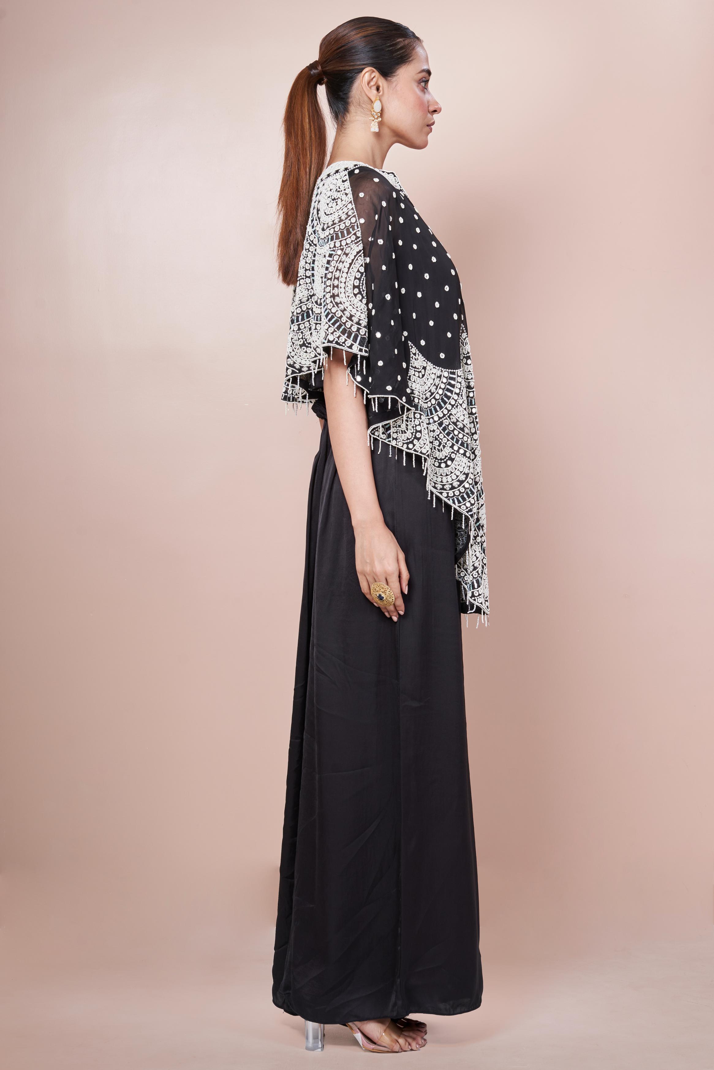 Premium Black Embellished Georgette Silk Palazzo Set