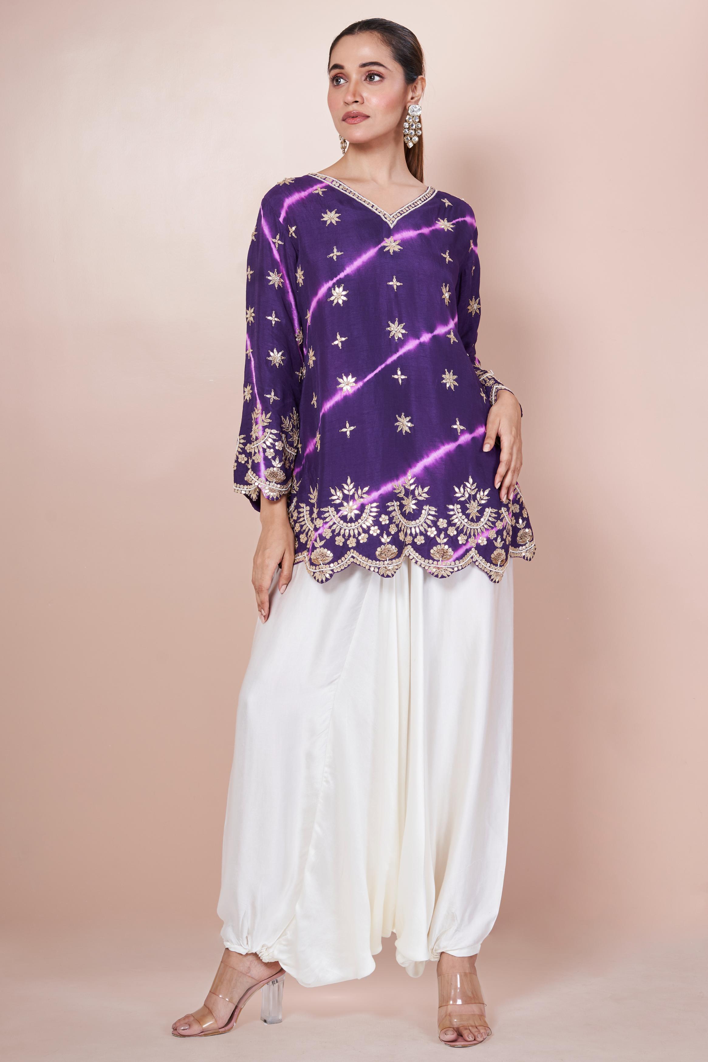 Bright Purple Embellished Swiss Georgette Co-Ord Set