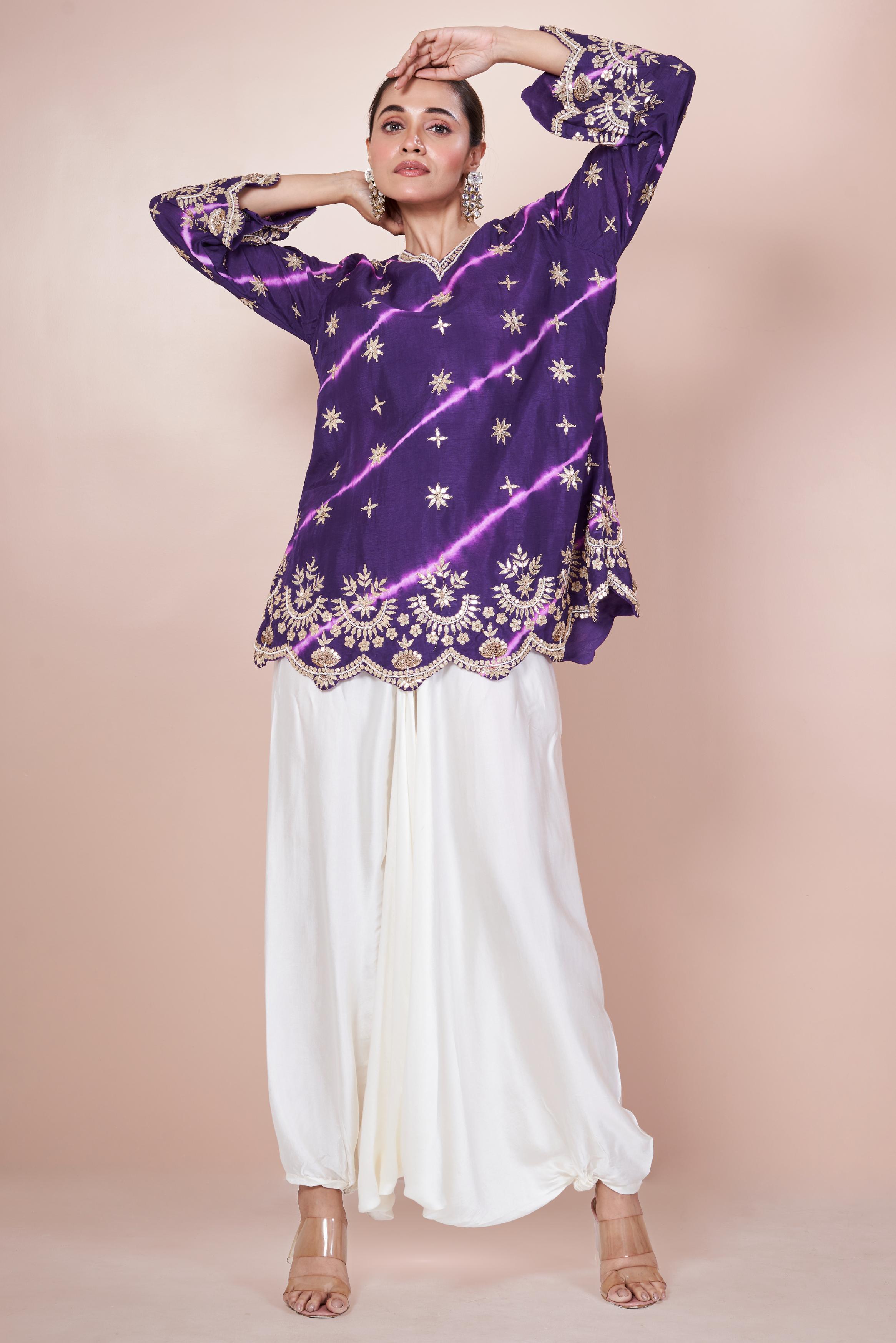 Bright Purple Embellished Swiss Georgette Co-Ord Set