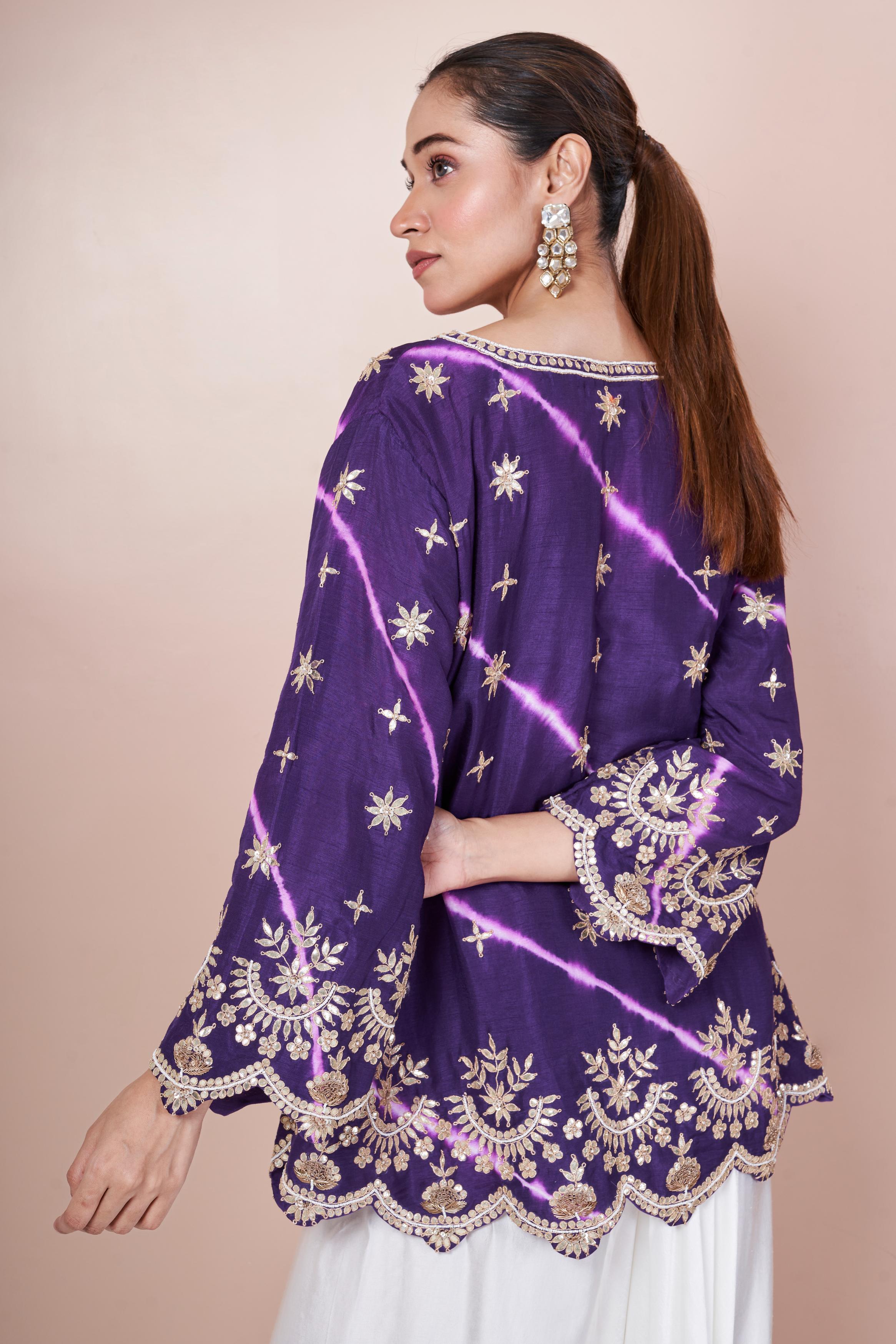 Bright Purple Embellished Swiss Georgette Co-Ord Set