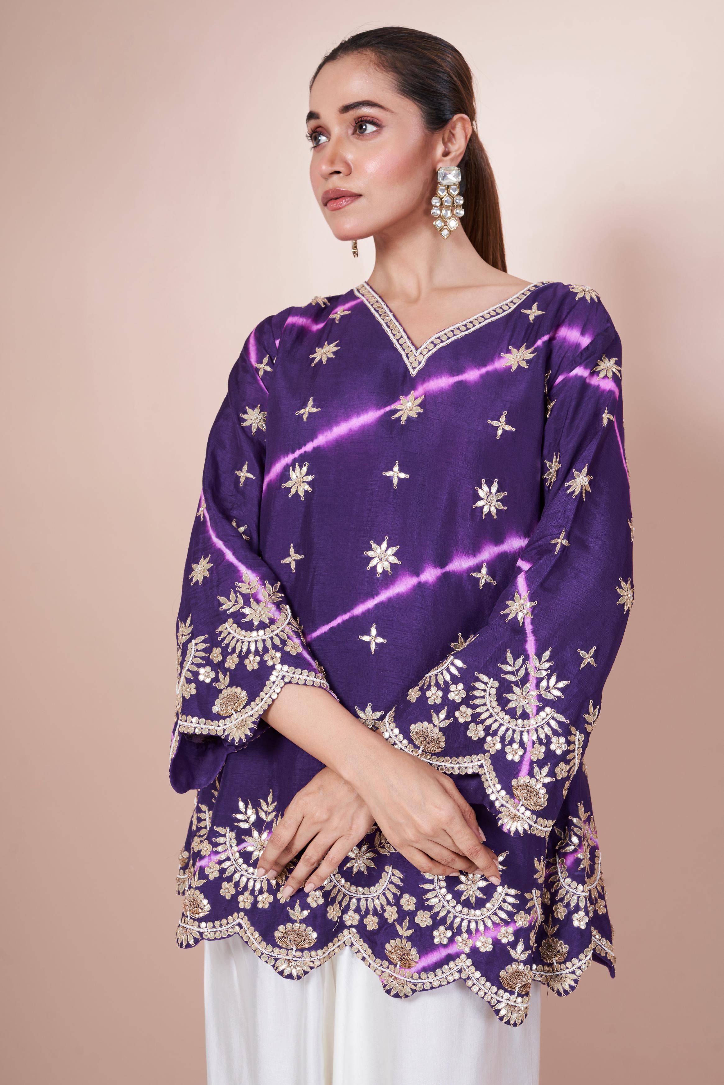 Bright Purple Embellished Swiss Georgette Co-Ord Set