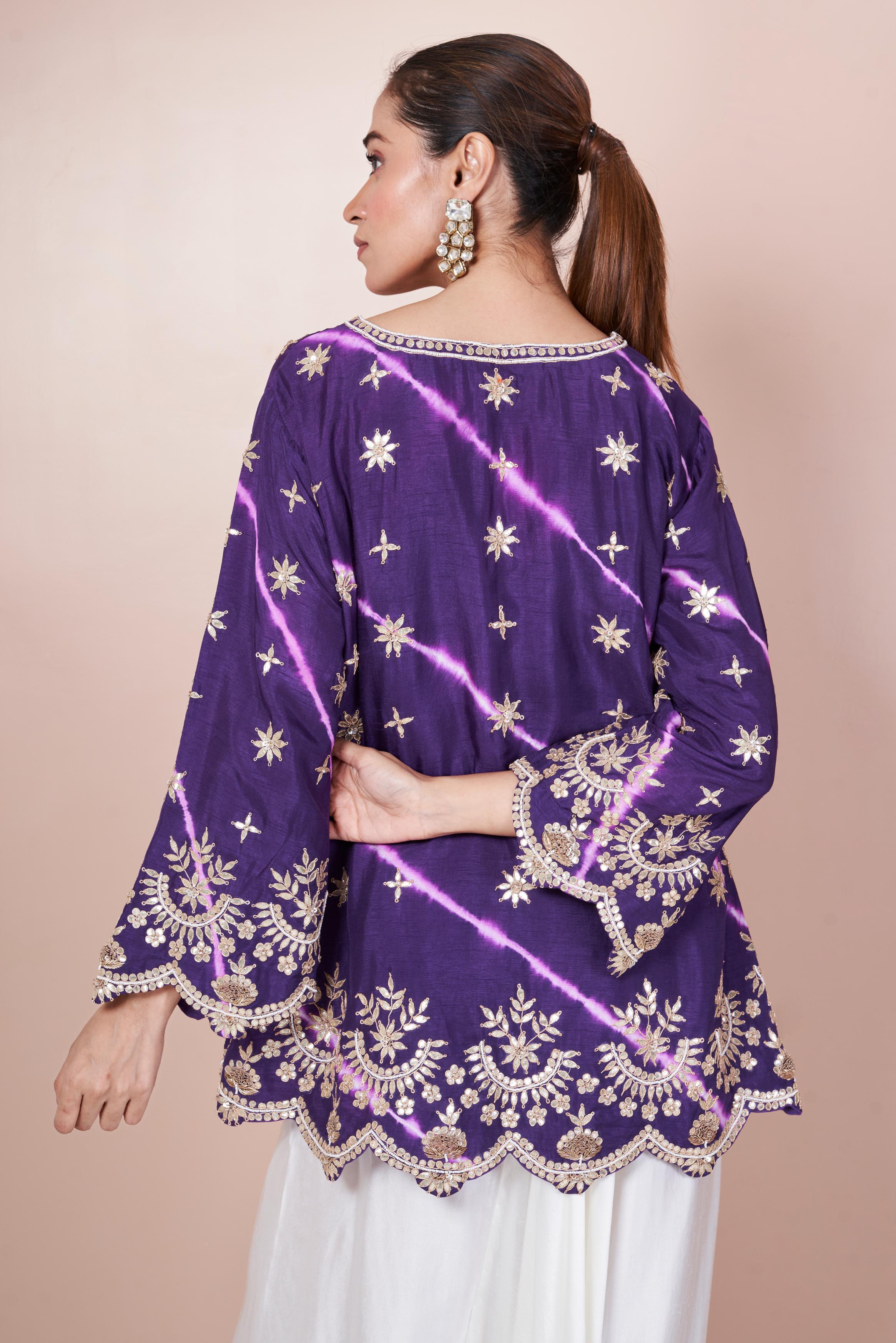 Bright Purple Embellished Swiss Georgette Co-Ord Set