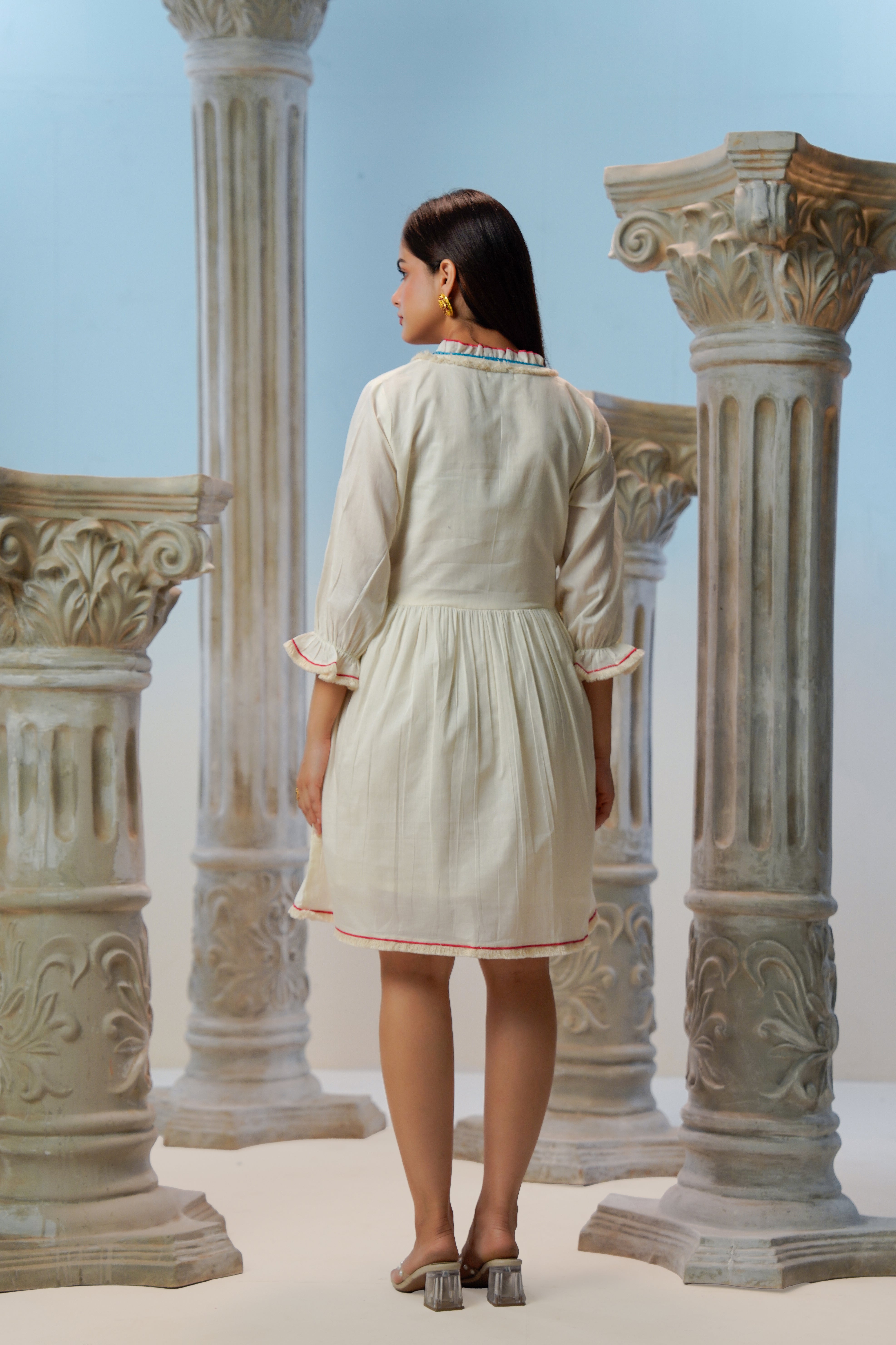 Ivory Flora Hand Painted Cotton Dress