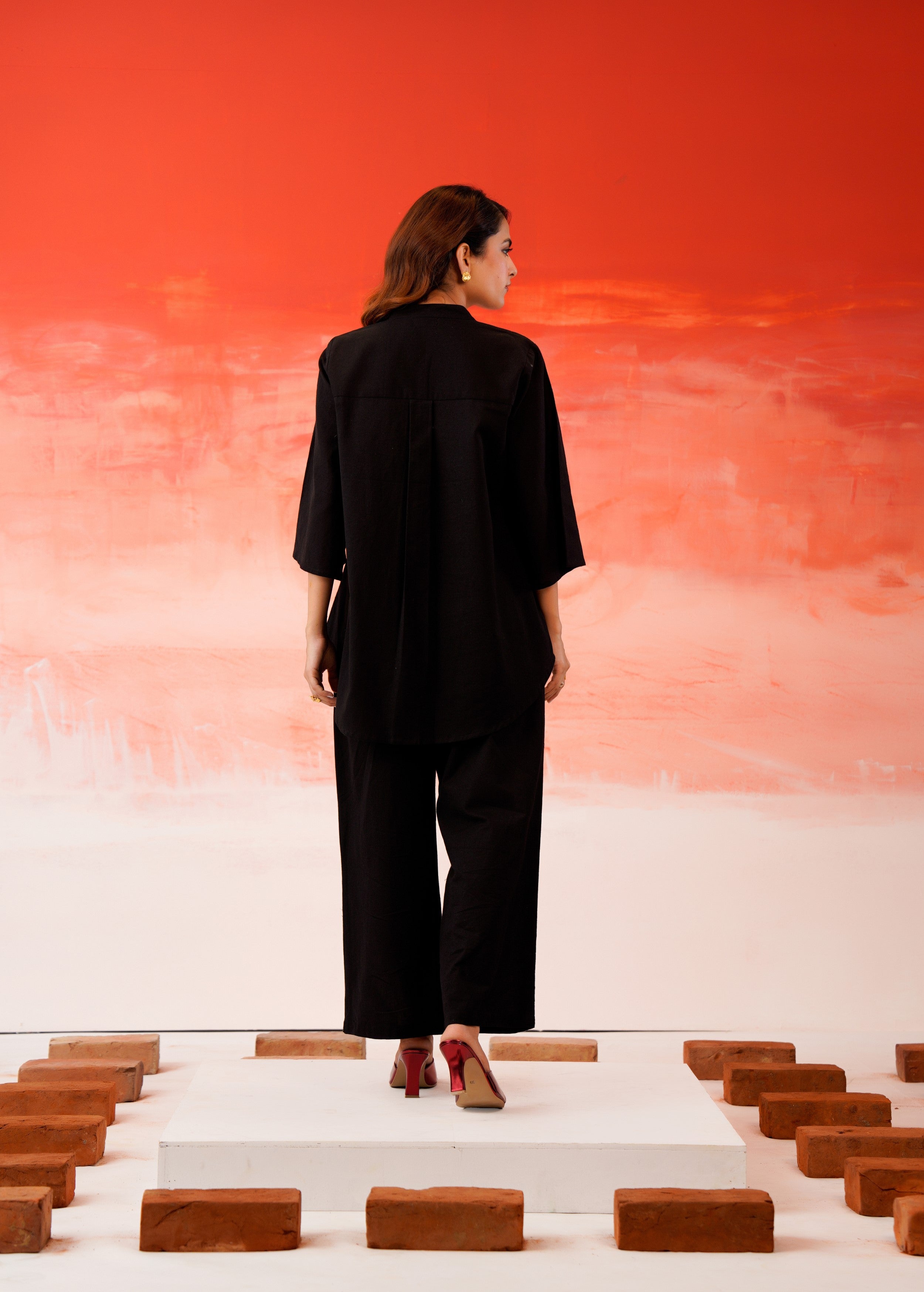 Black Hand-Painted Organic Cotton Co-Ord Set