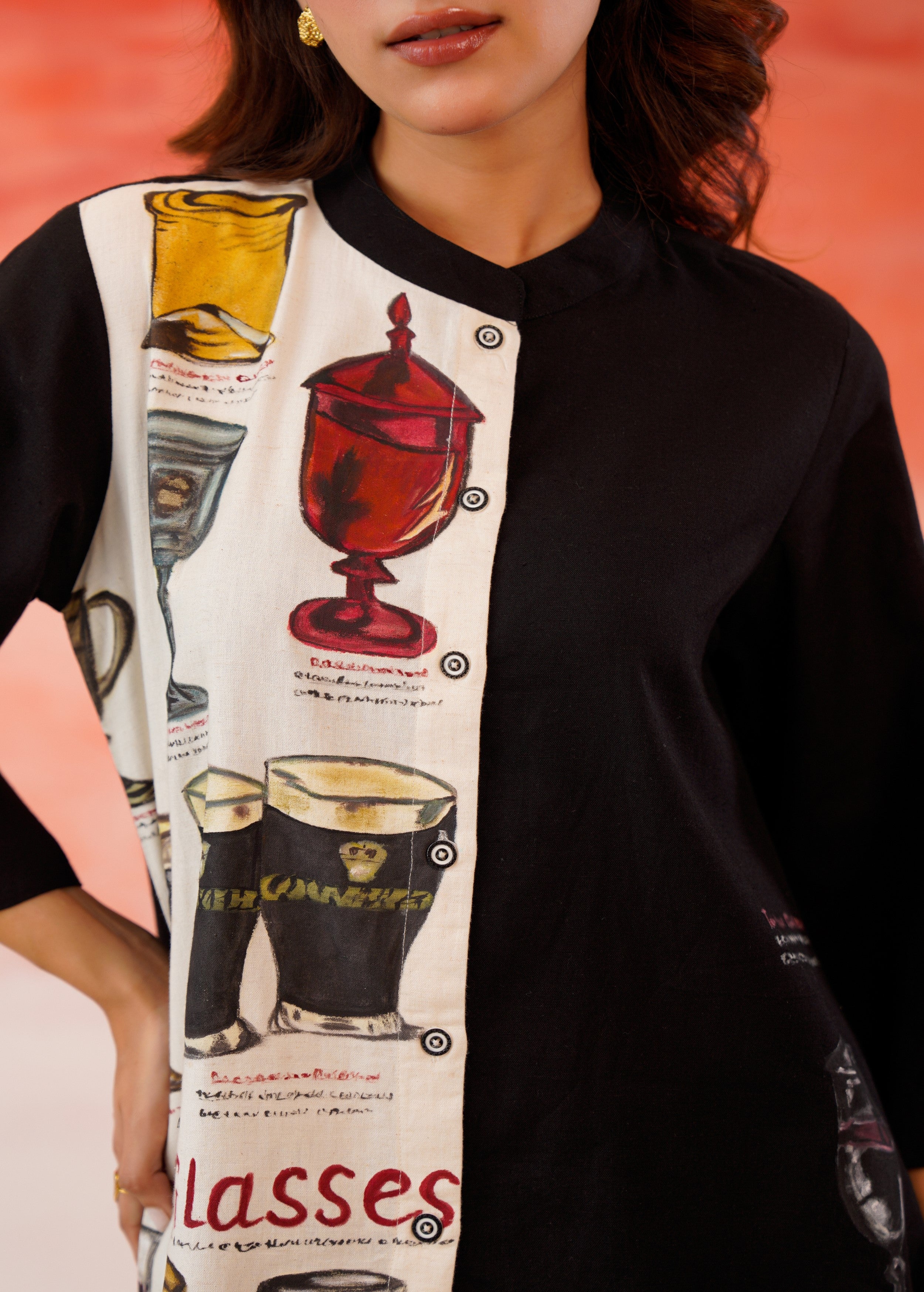 Black Hand-Painted Organic Cotton Co-Ord Set