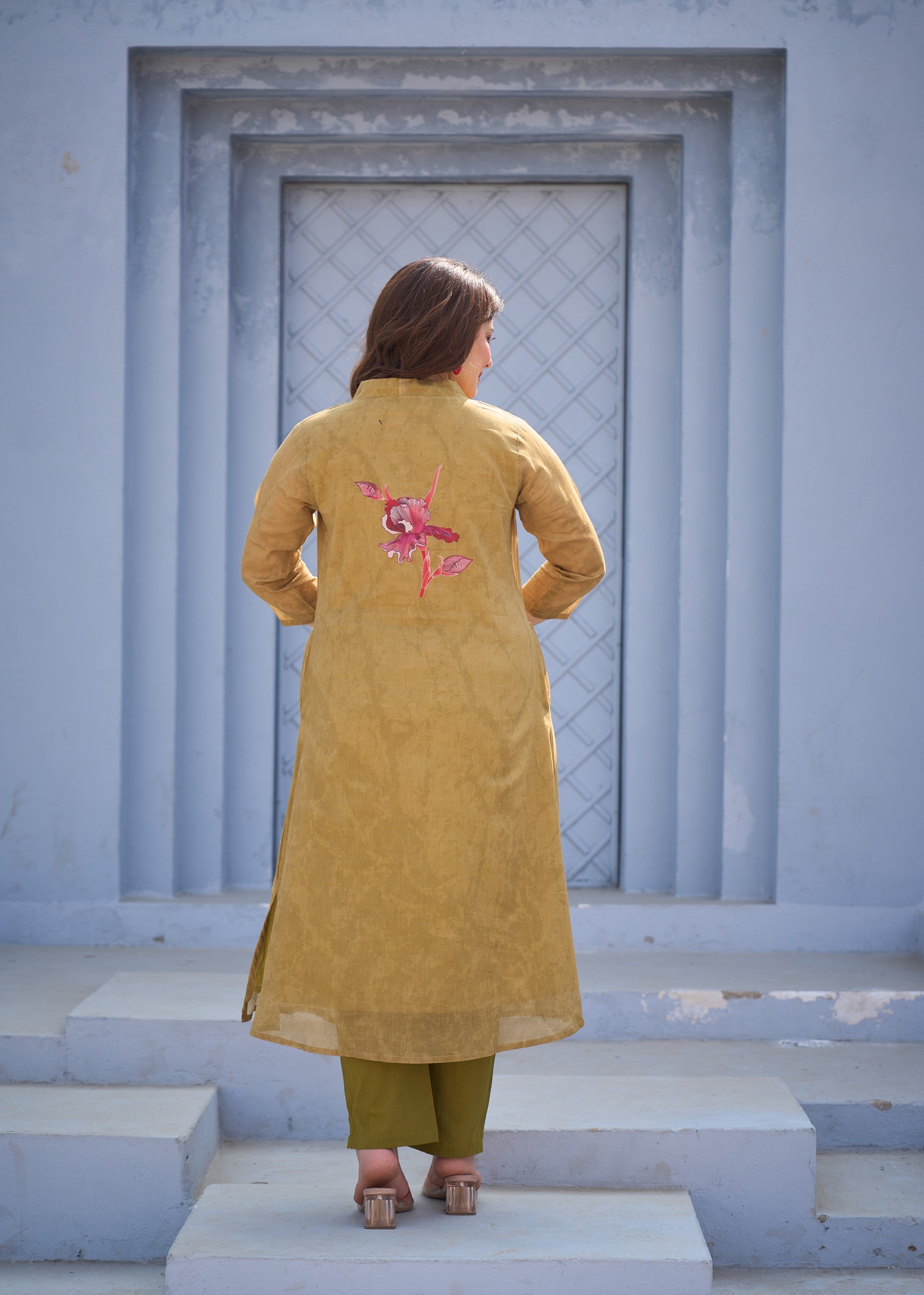 Crimson Iris Printed Cotton Kurta Set