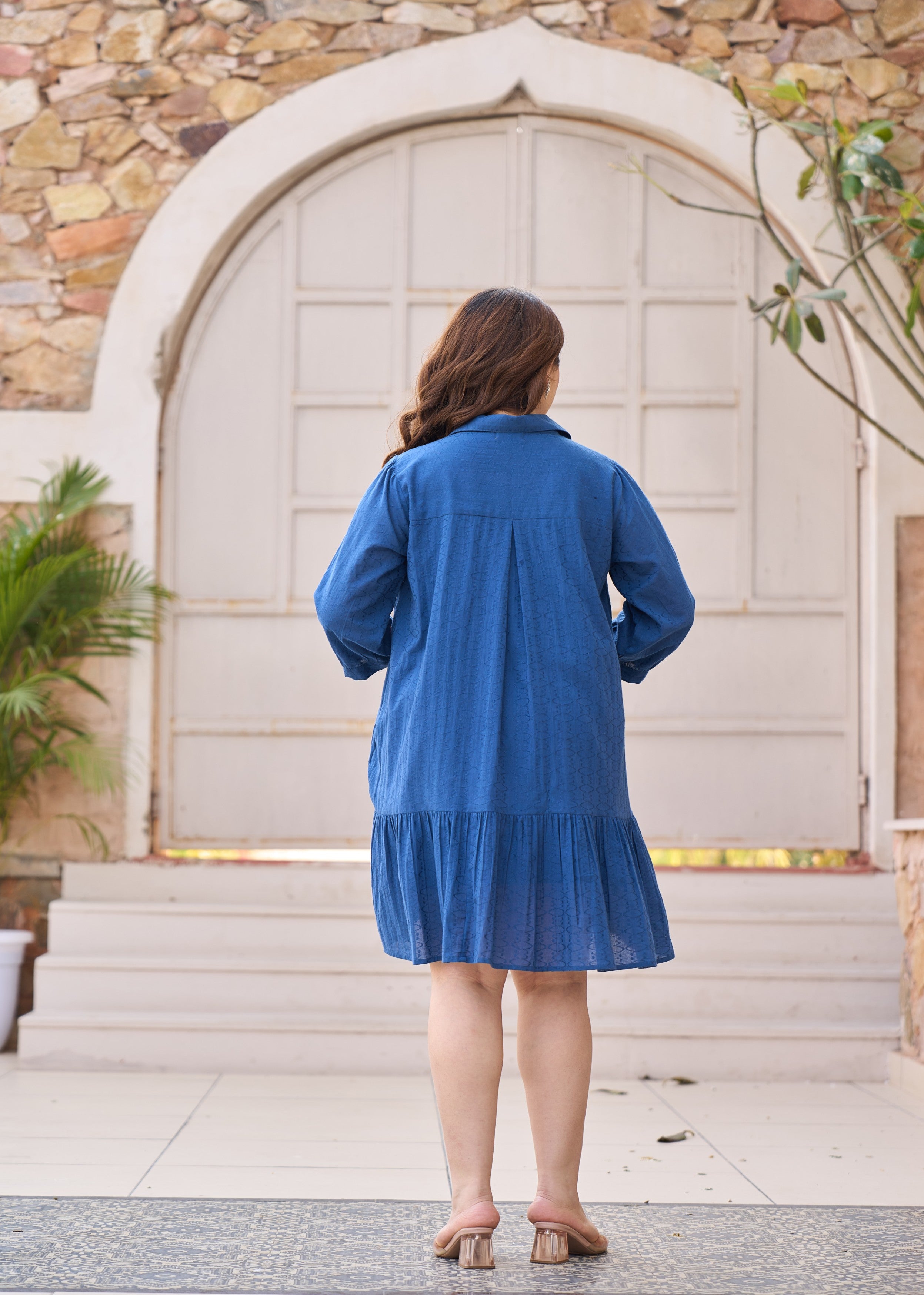 Azure Tales Embroidered Cotton Dress