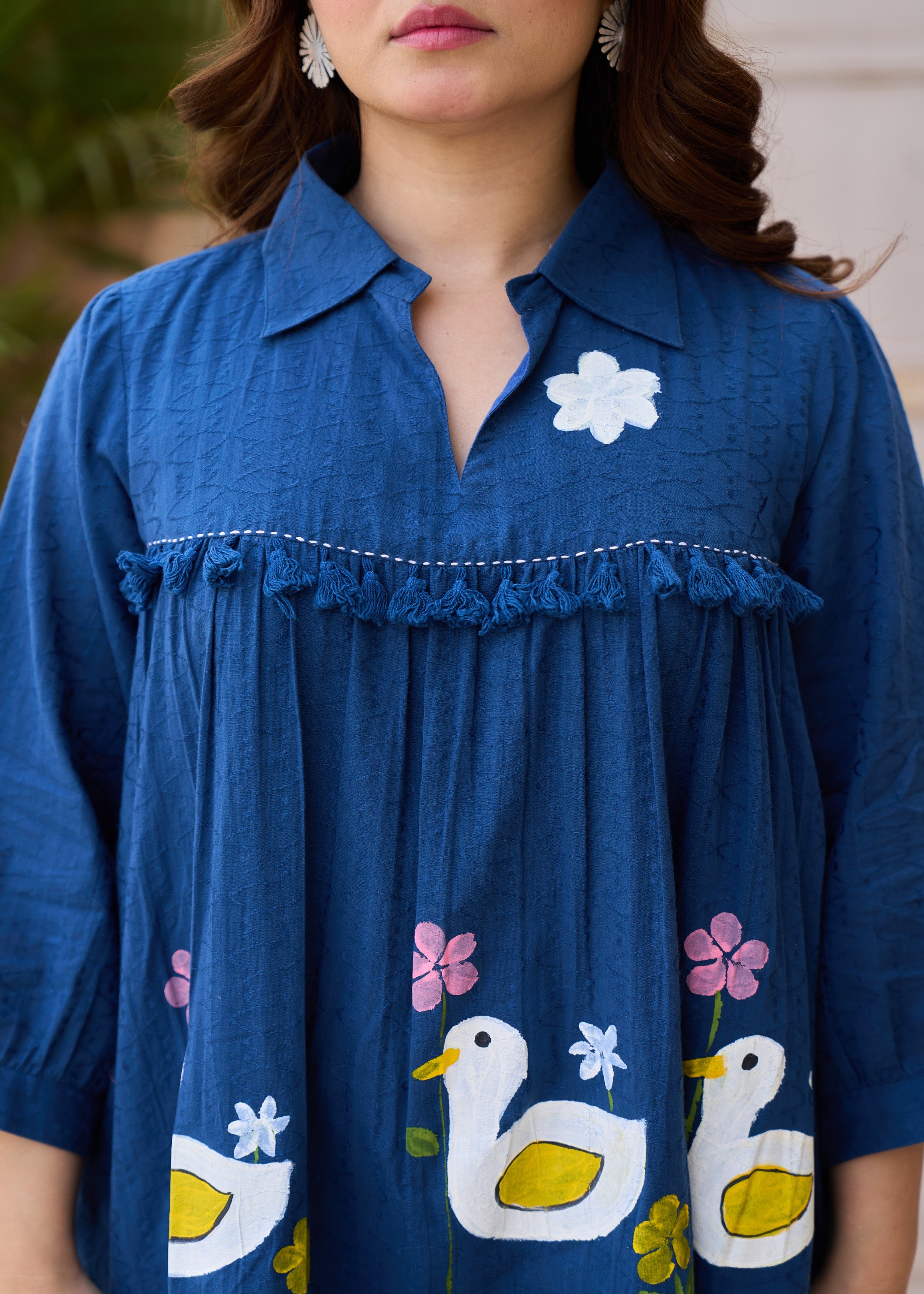 Azure Tales Embroidered Cotton Dress