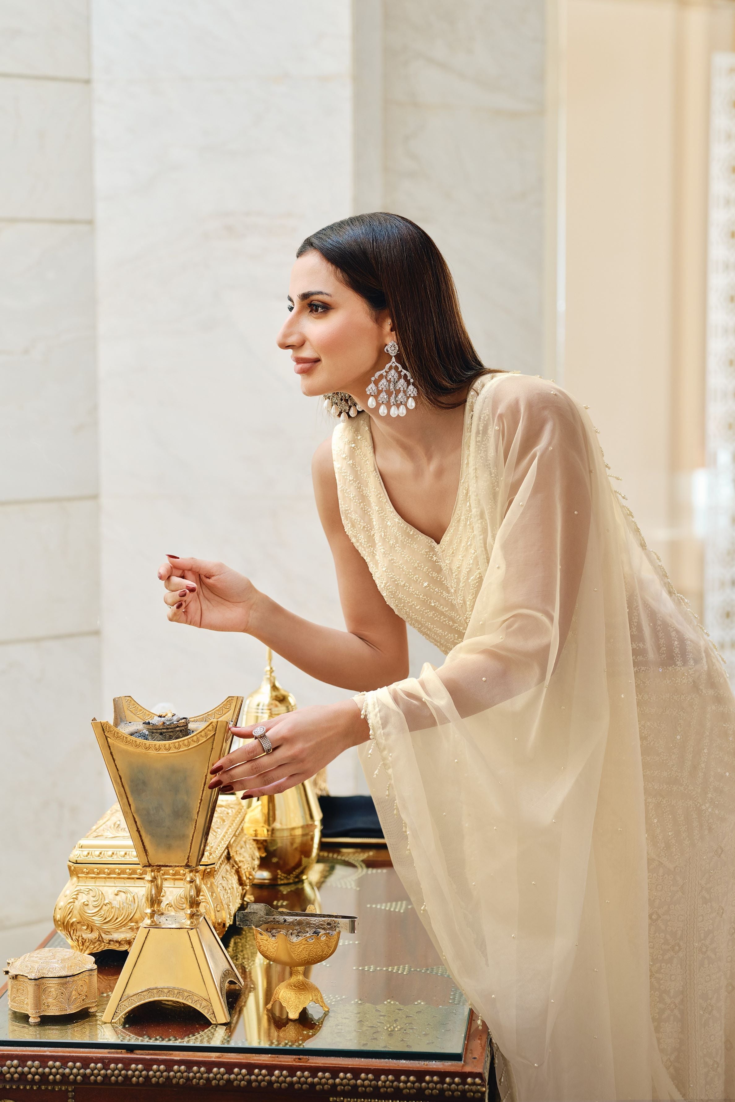 Dreamy Pastel Cream Palazzo Set