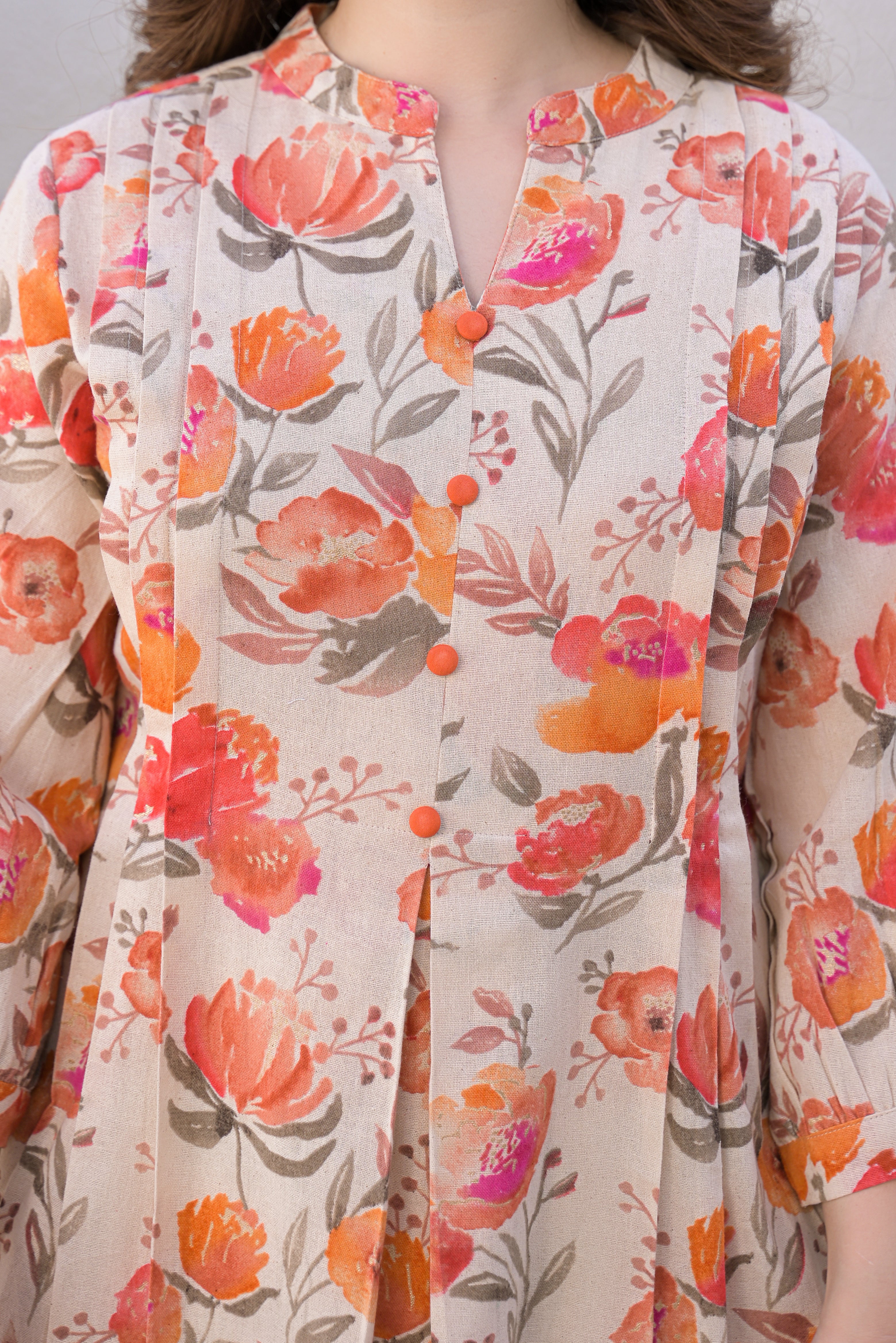 Sunset Bloom Printed Cotton Kurta Set