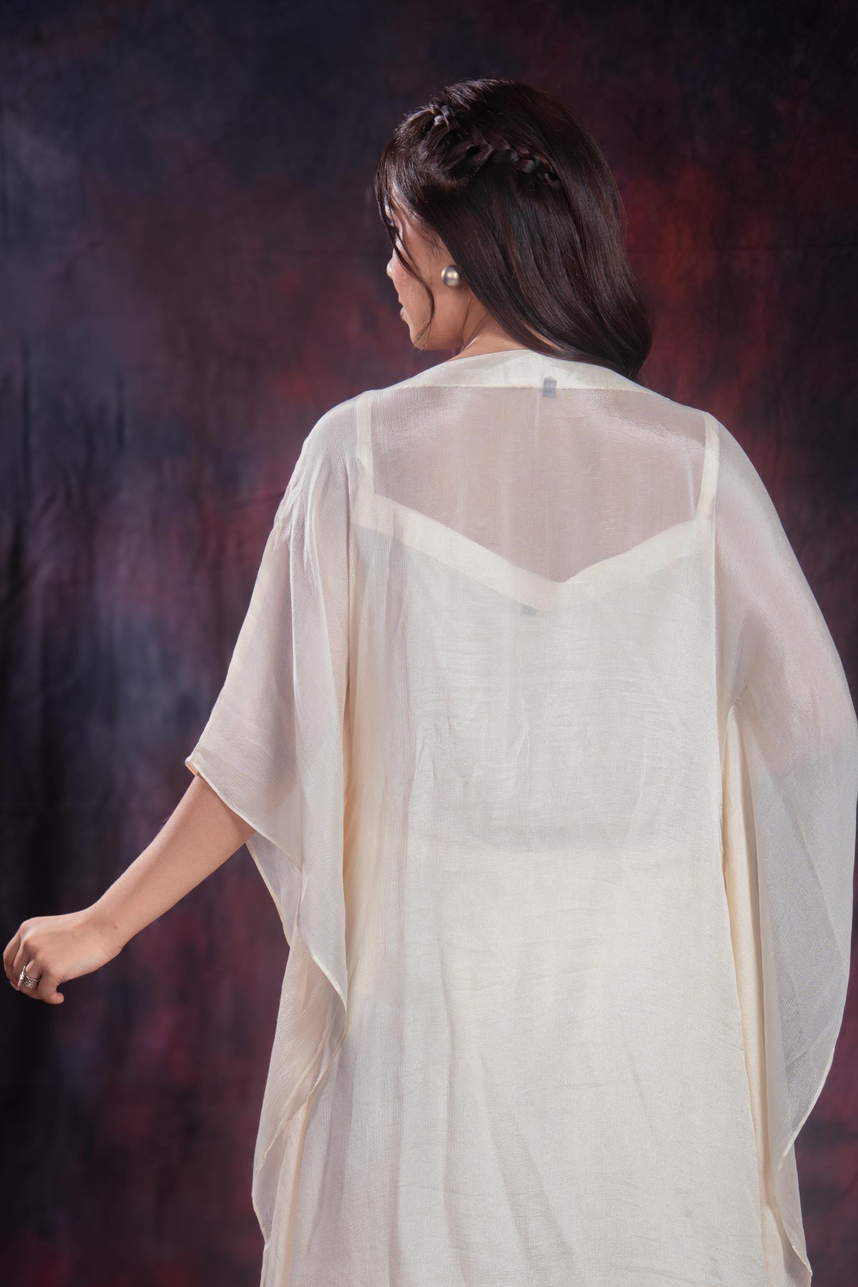 Ivory Embellished Chinon Silk Kurta Set